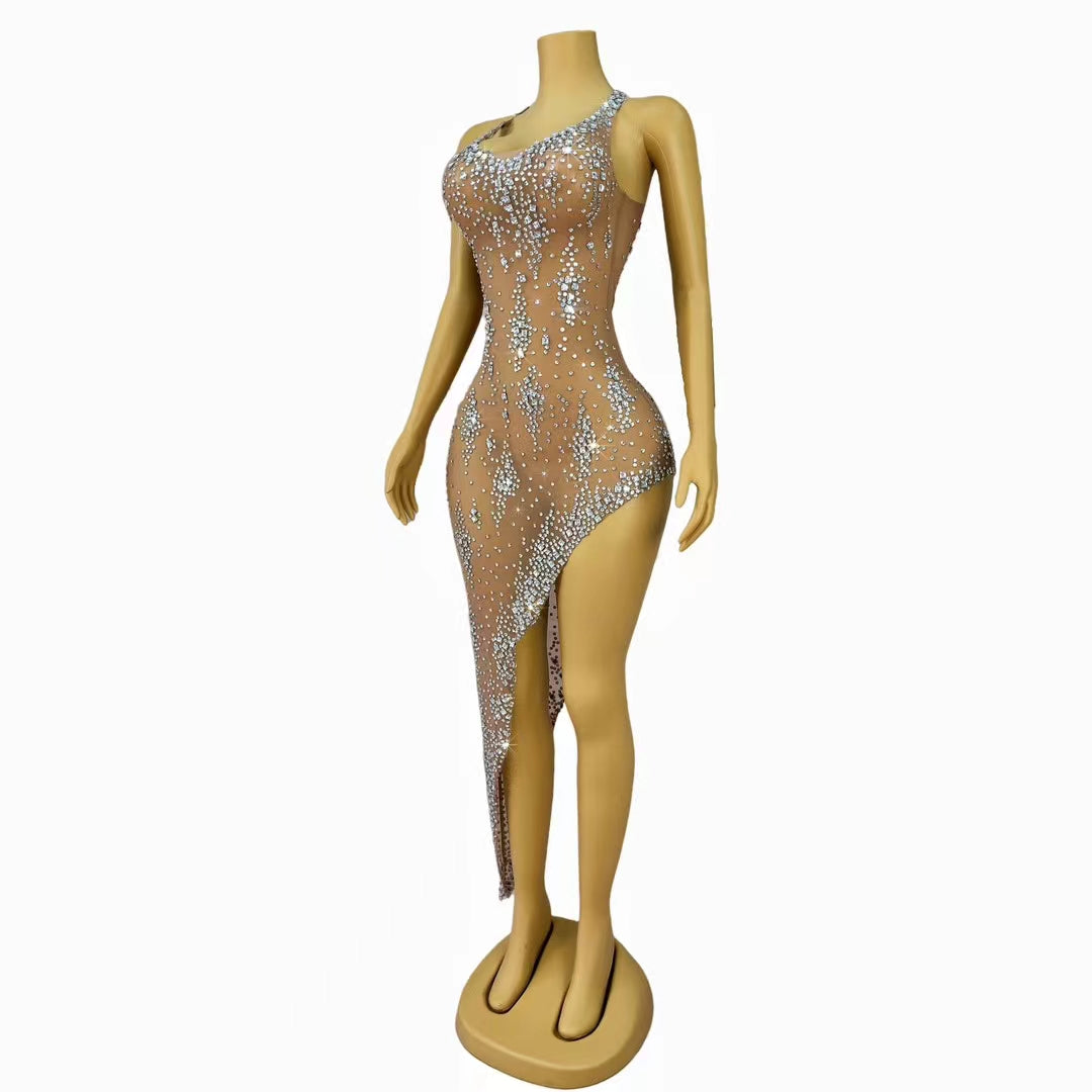 CELESINYI Xinghebulubei Crystal Full Stone Halter Jumpsuit