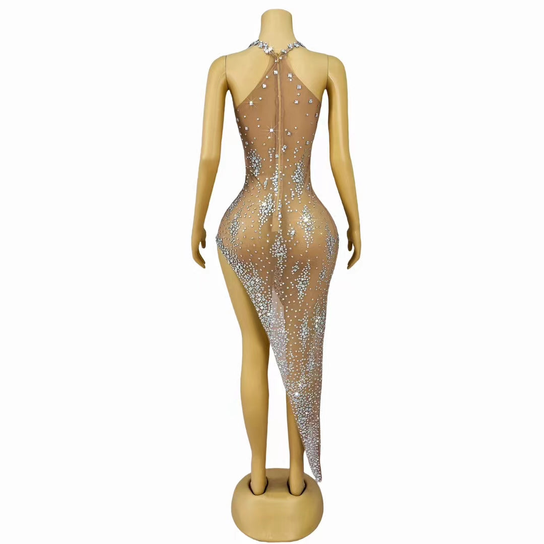 CELESINYI Xinghebulubei Crystal Full Stone Halter Jumpsuit
