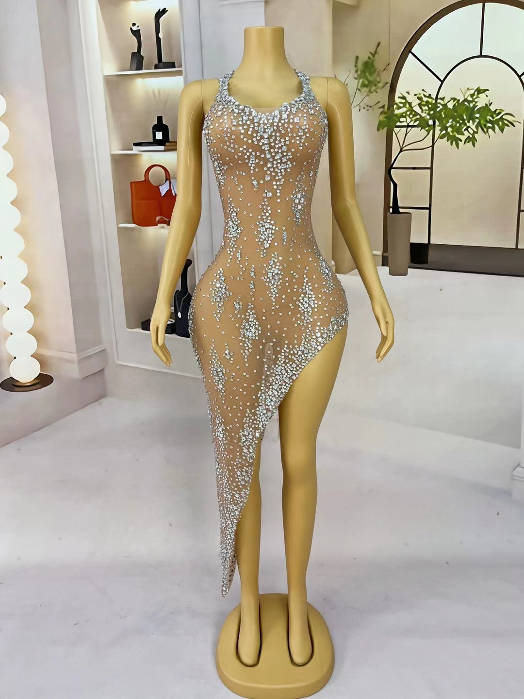 CELESINYI Xinghebulubei Crystal Full Stone Halter Jumpsuit