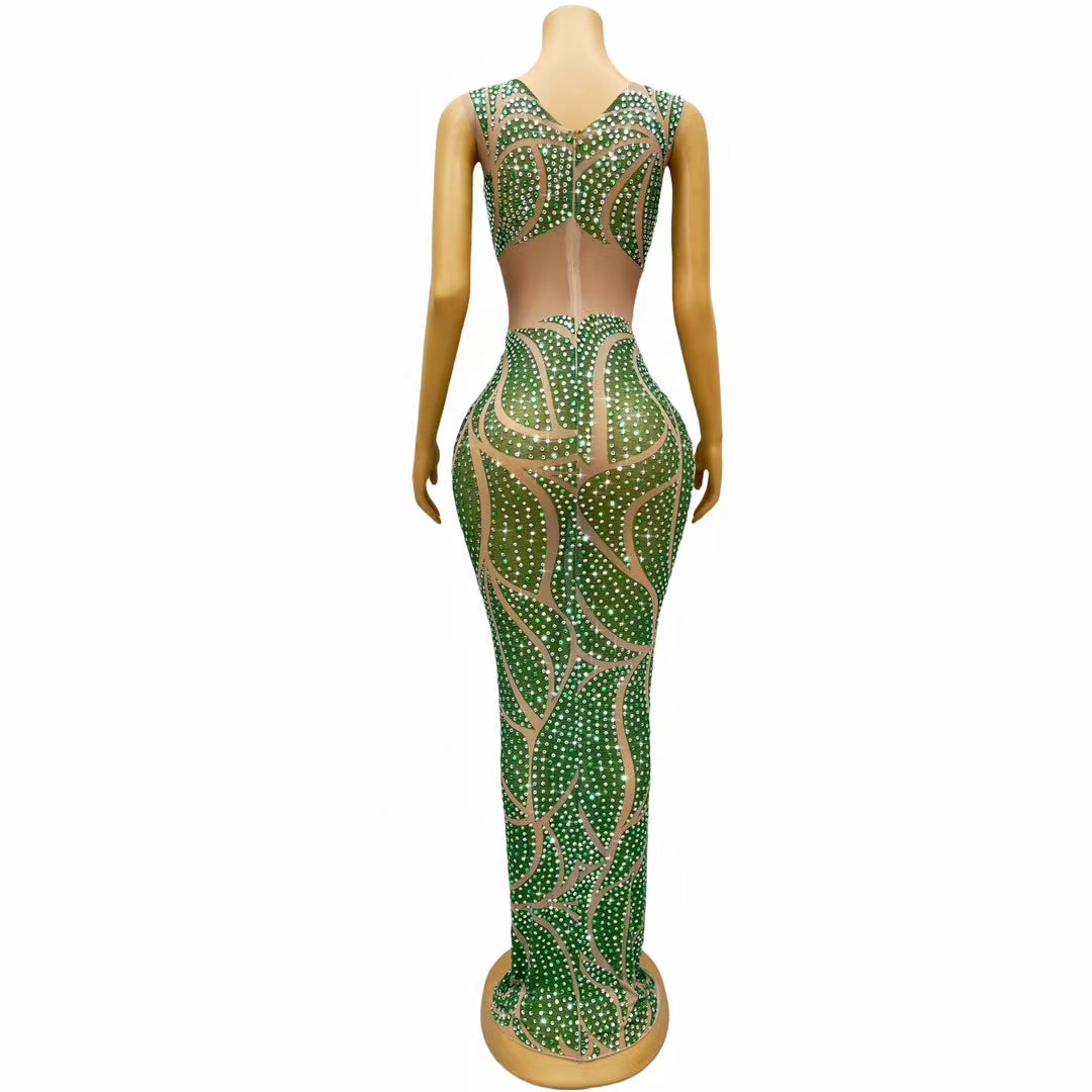 CELESINYI Wanyesheng Crystal Emerald Wave Gown