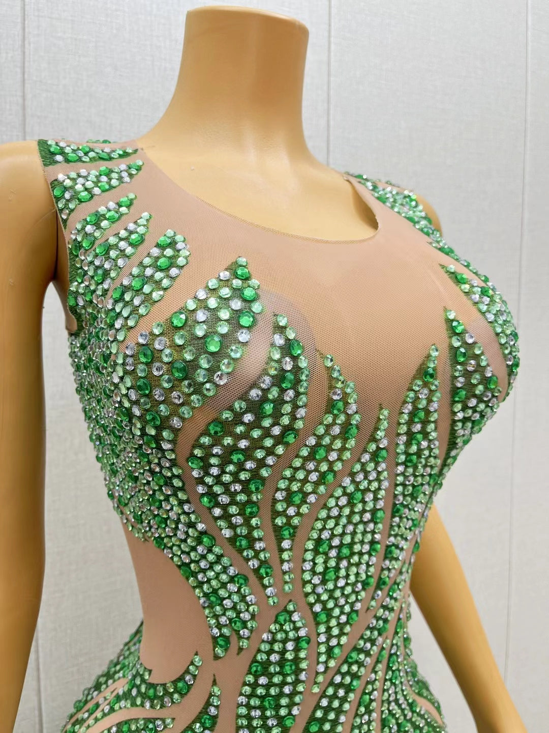 CELESINYI Wanyesheng Crystal Emerald Wave Gown