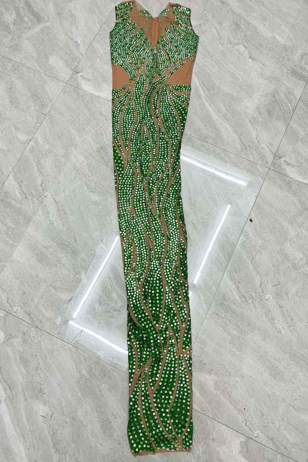 CELESINYI Wanyesheng Crystal Emerald Wave Gown