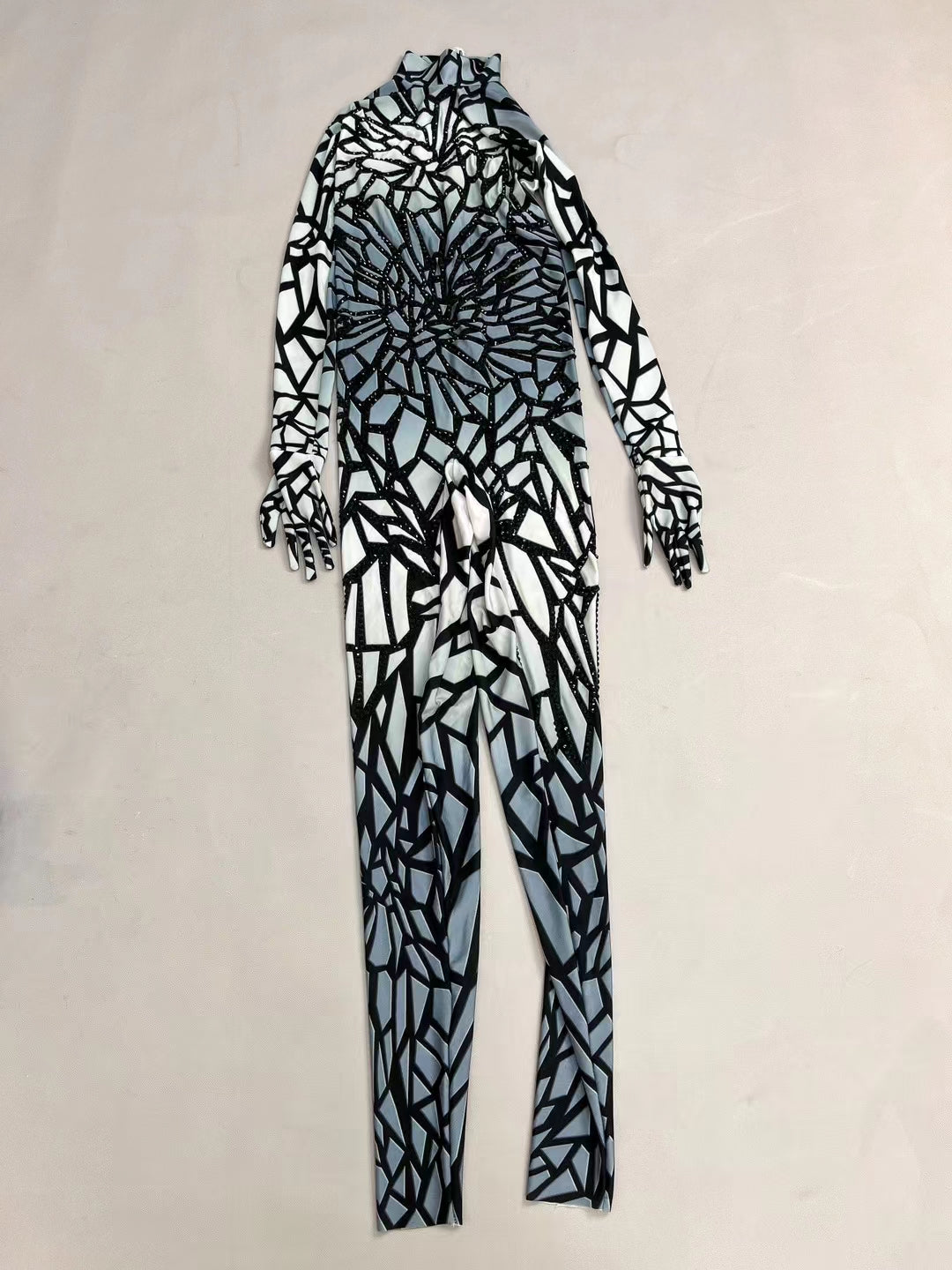 CELESINYI Heikeji Crystal Black Mosaic Jumpsuit