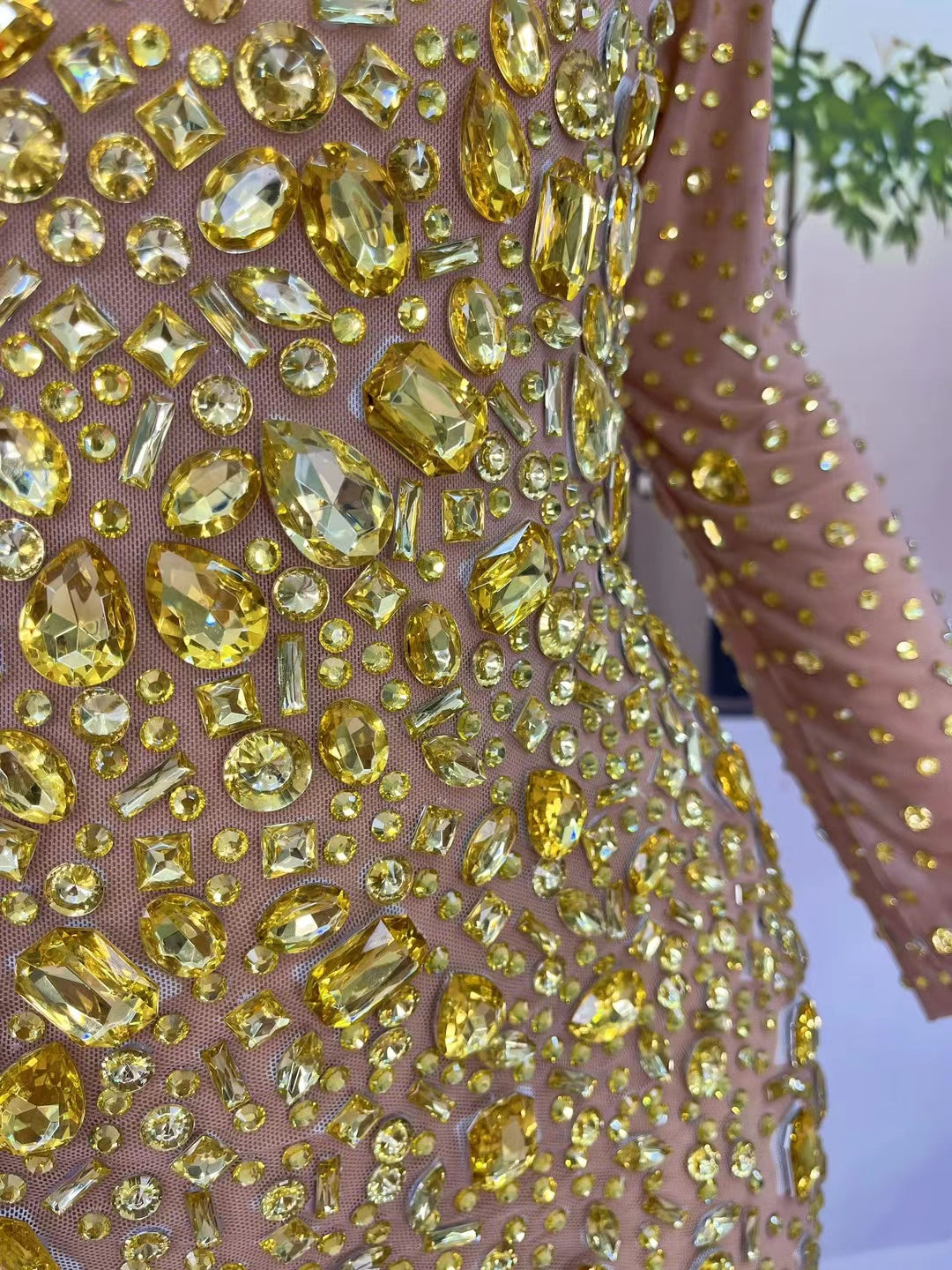CELESINYI Zuanmimi Crystal Gold Full Stone Bodysuit