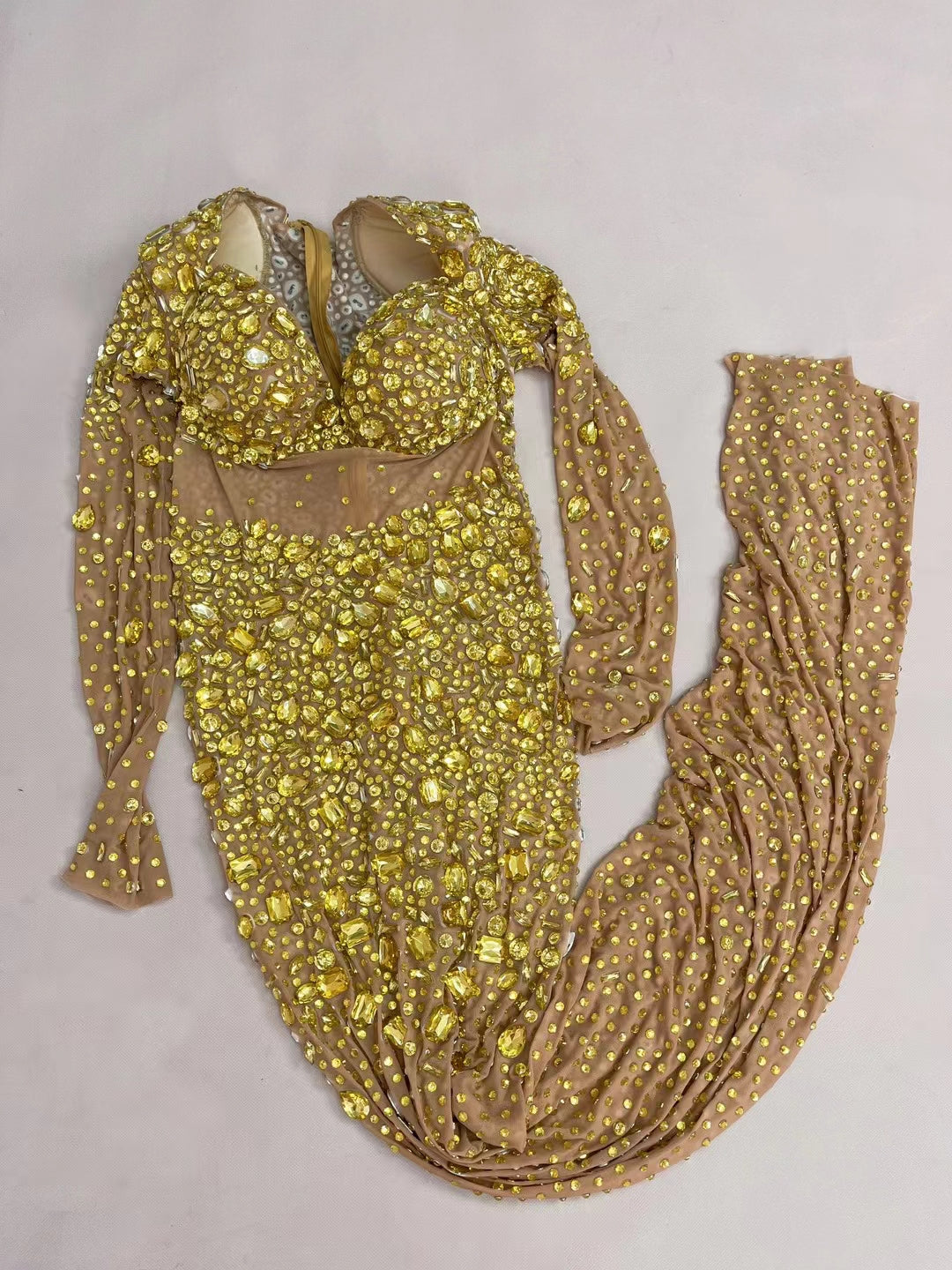 CELESINYI Zuanmimi Crystal Gold Full Stone Bodysuit