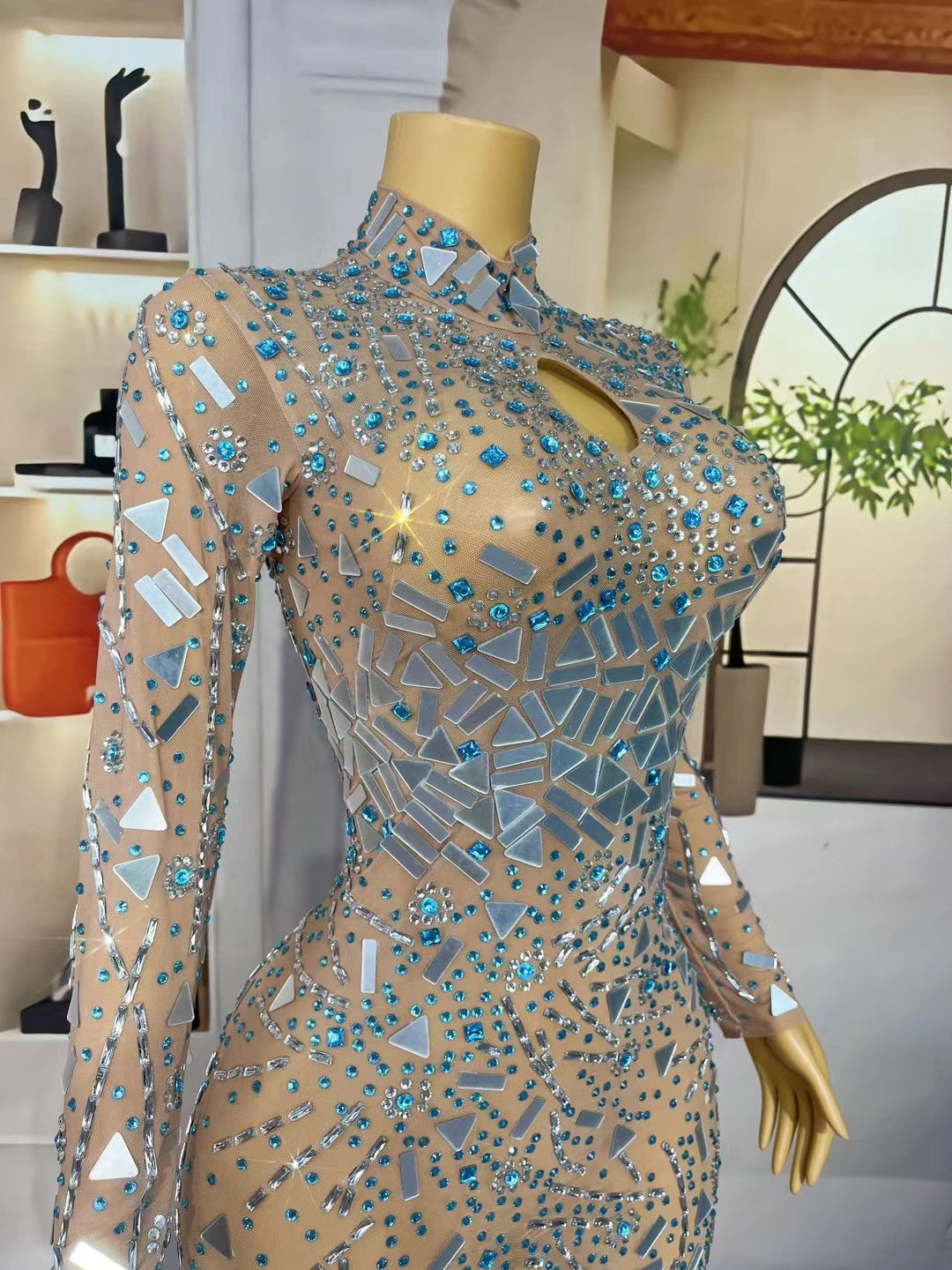 CELESINYI Wanhuatong Crystal Kaleidoscope Mirror Jumpsuit