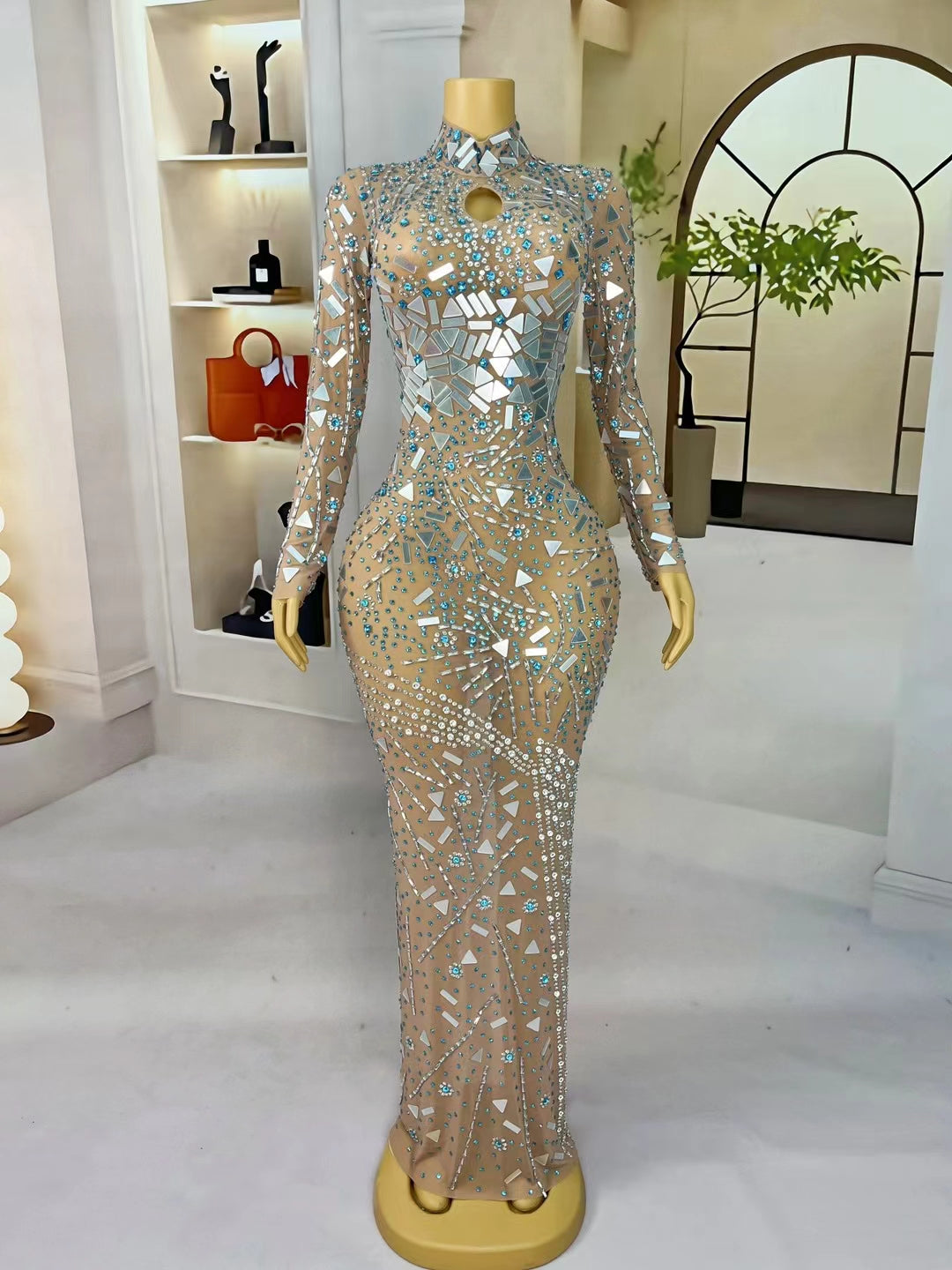 CELESINYI Wanhuatong Crystal Kaleidoscope Mirror Jumpsuit