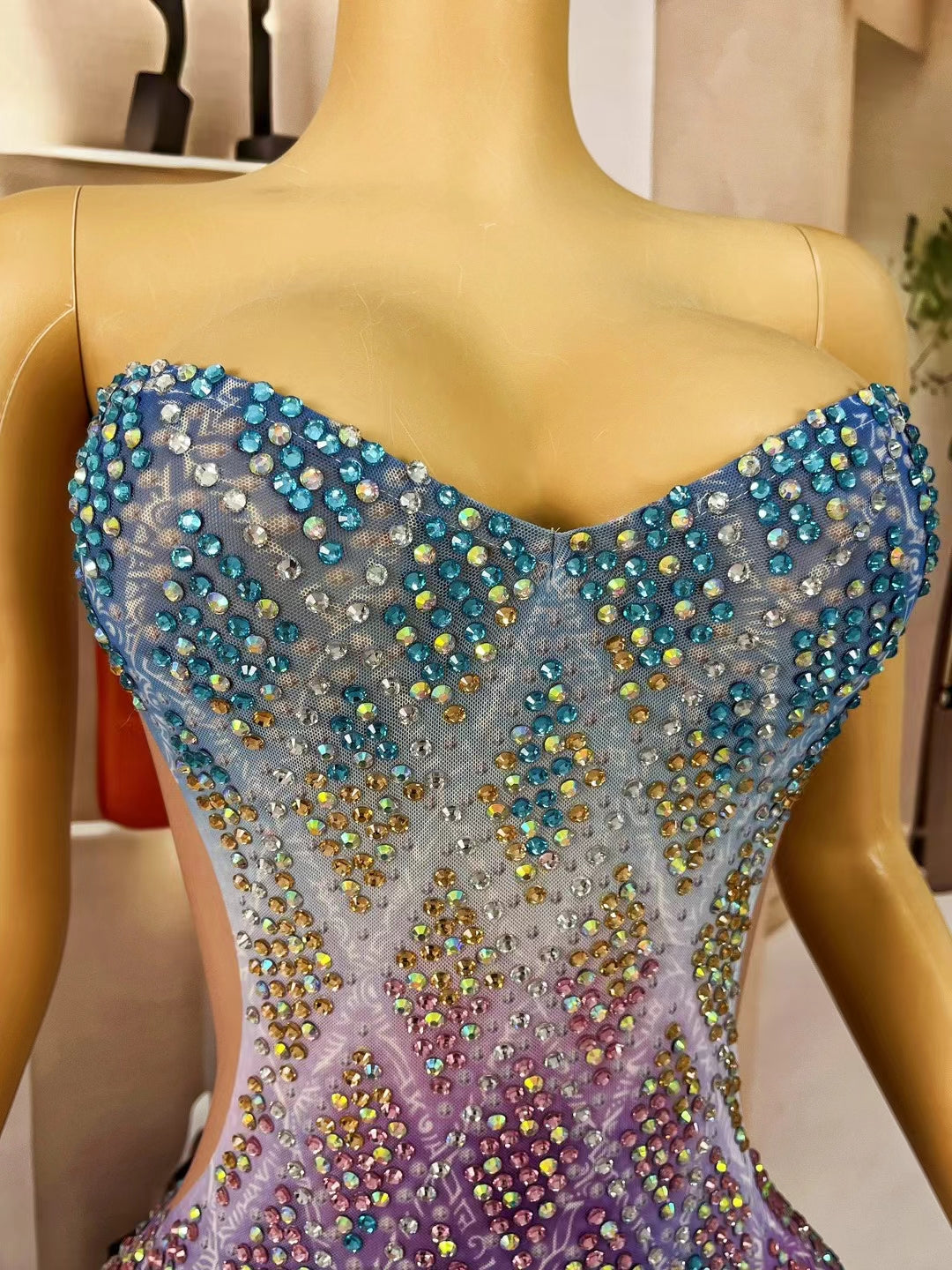 CELESINYI Duobaan Crystal Gradient Bodysuit