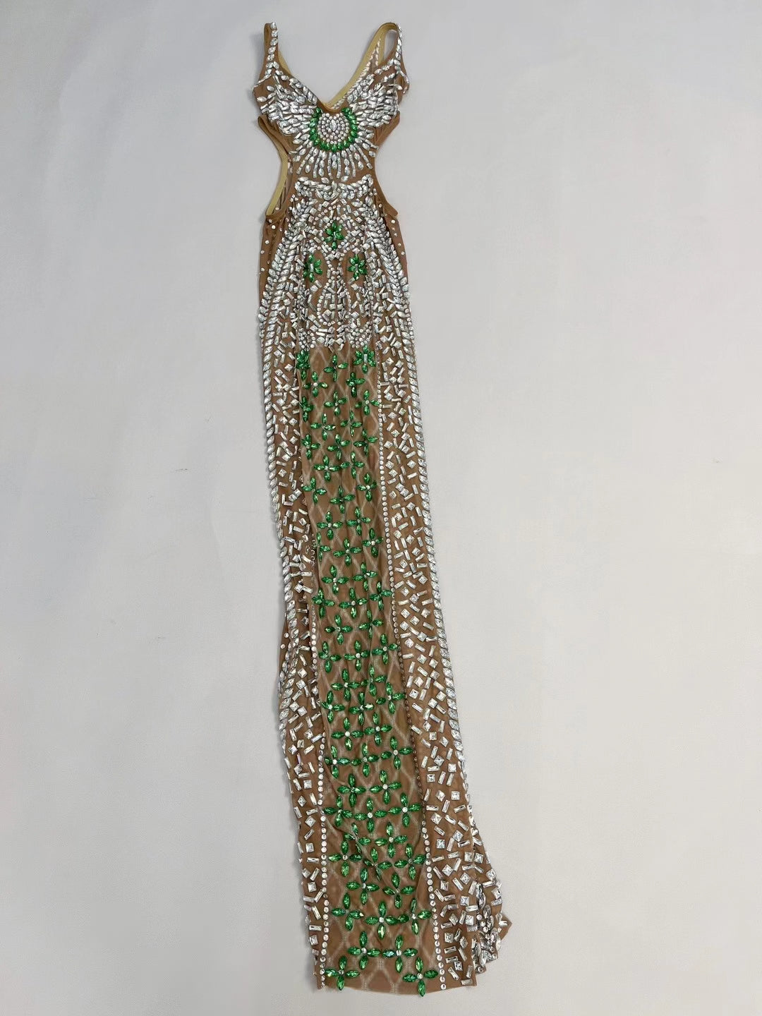 CELESINYI Baokuanlv Crystal Emerald Illusion Gown