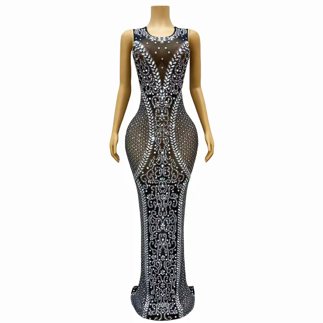 CELESINYI Zhuimi Crystal Baroque Silver Gown