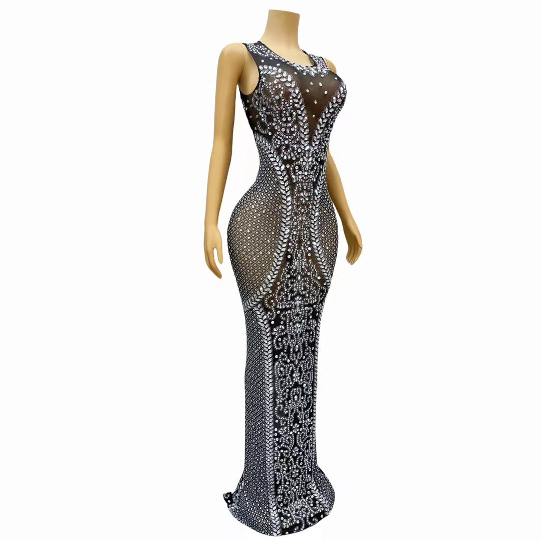 CELESINYI Zhuimi Crystal Baroque Silver Gown