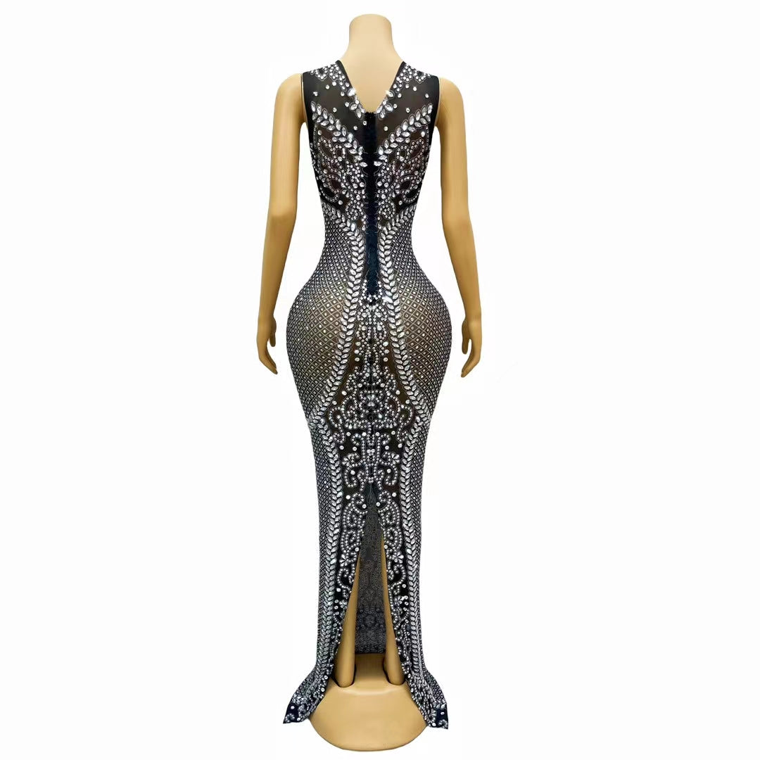 CELESINYI Zhuimi Crystal Baroque Silver Gown