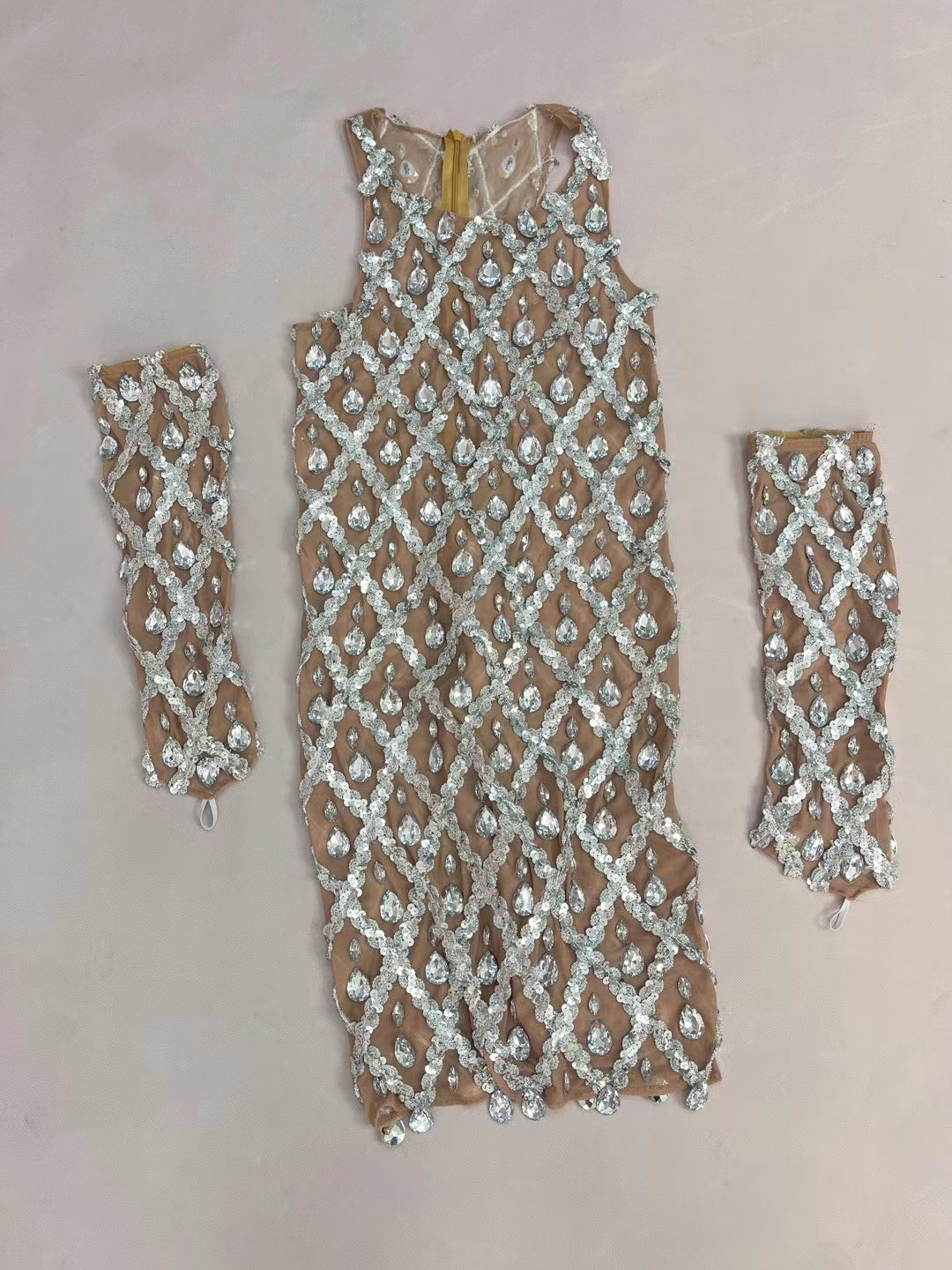 CELESINYI Shaokaojia Crystal Diamond Vest Gloves Bodysuit