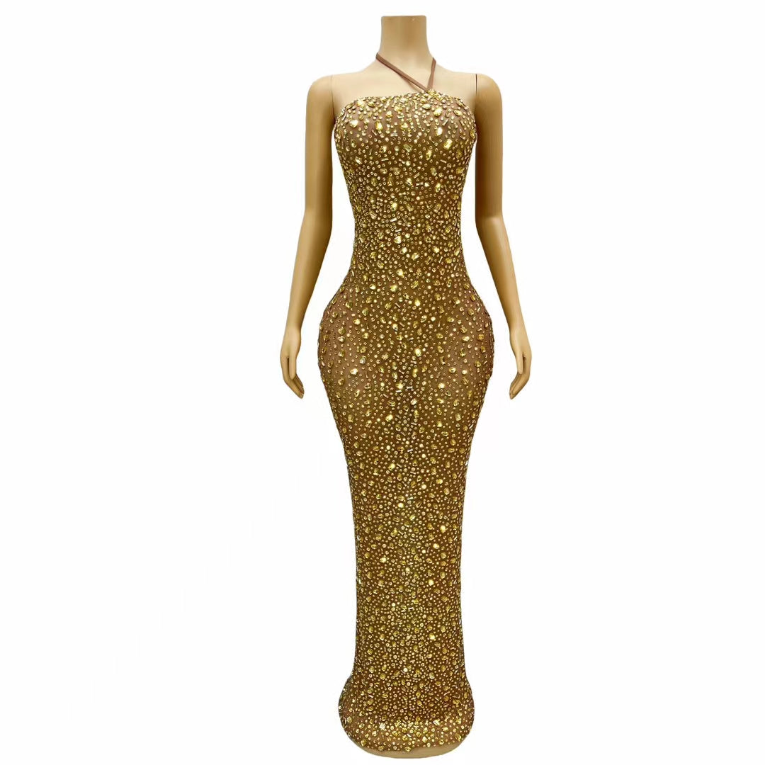 CELESINYI Xingyao Crystal Gold Mermaid Gown