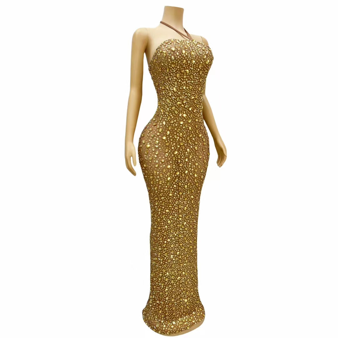 CELESINYI Xingyao Crystal Gold Mermaid Gown