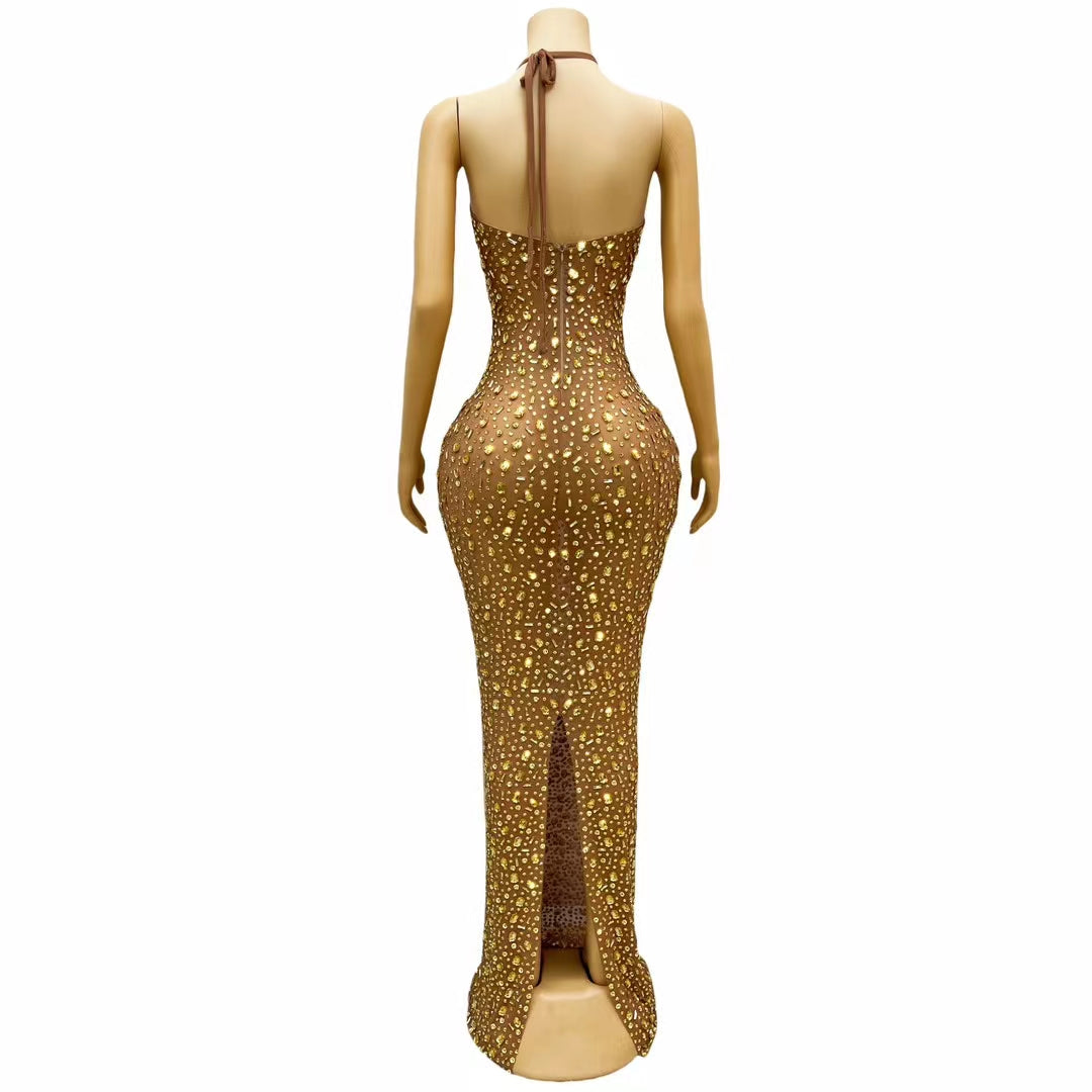 CELESINYI Xingyao Crystal Gold Mermaid Gown