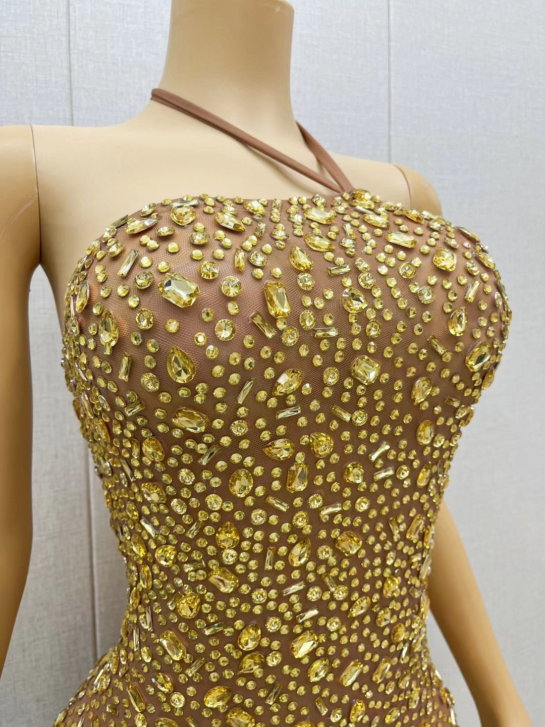CELESINYI Xingyao Crystal Gold Mermaid Gown