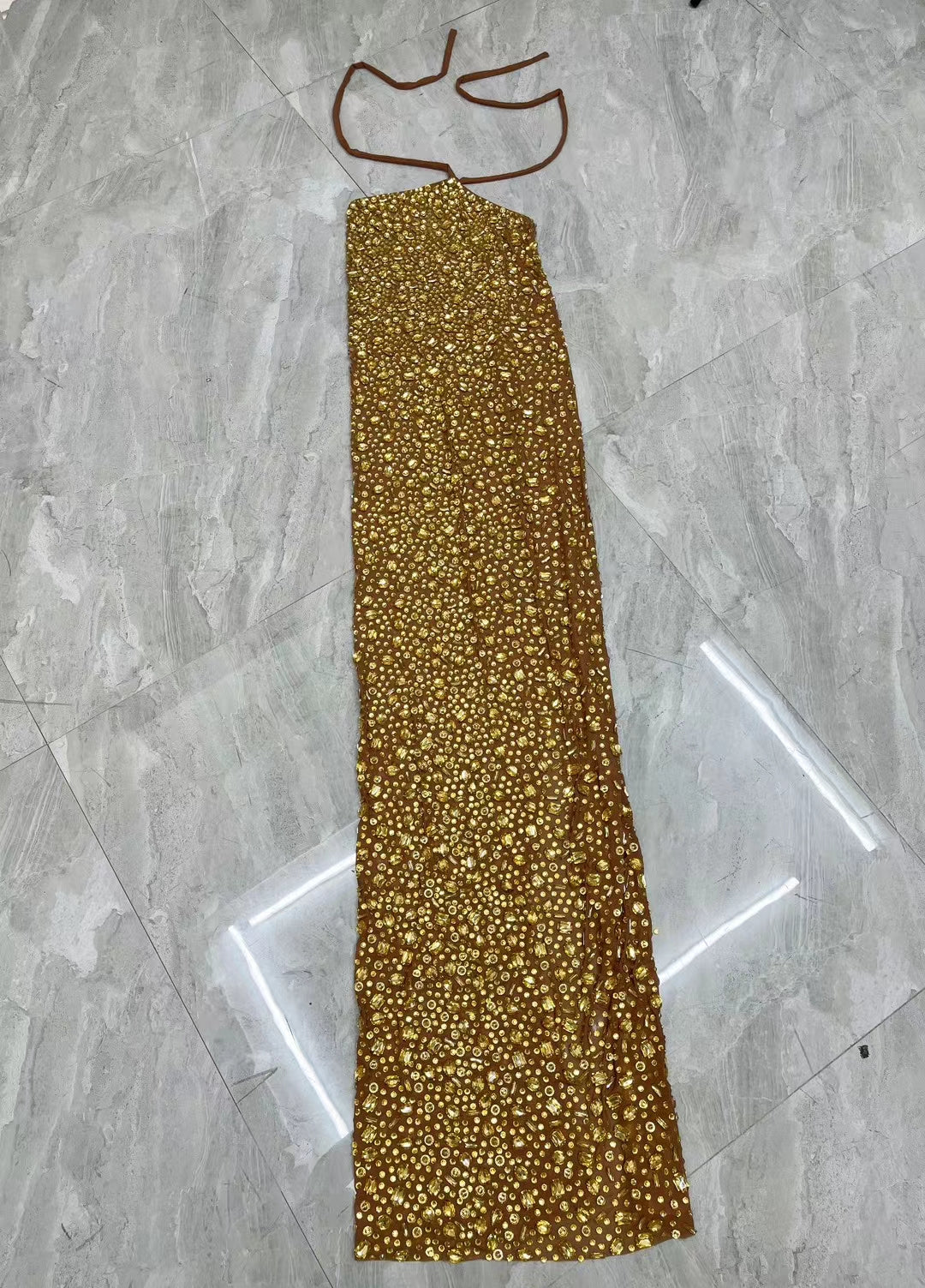 CELESINYI Xingyao Crystal Gold Mermaid Gown