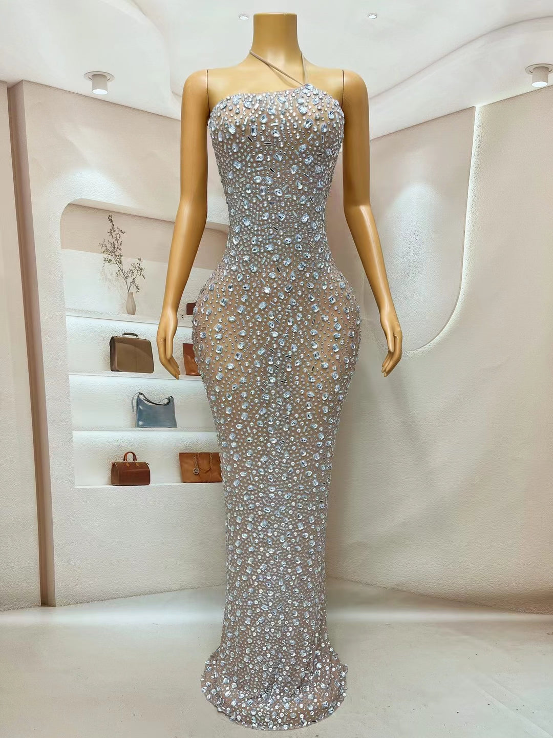 CELESINYI Xingyao Crystal Skin Tone Mermaid Gown