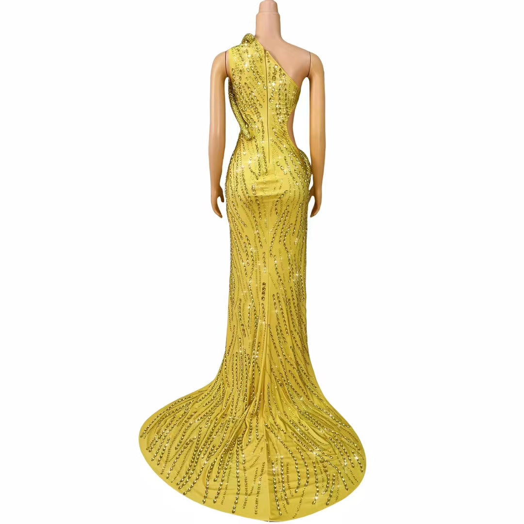 CELESINYI Siluo Crystal Gold Snake Gown