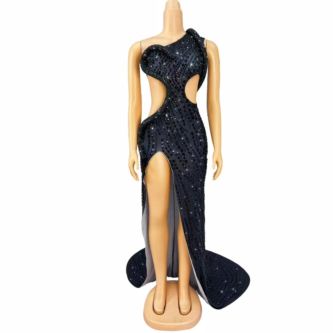 CELESINYI Siluo Crystal Black Snake Gown