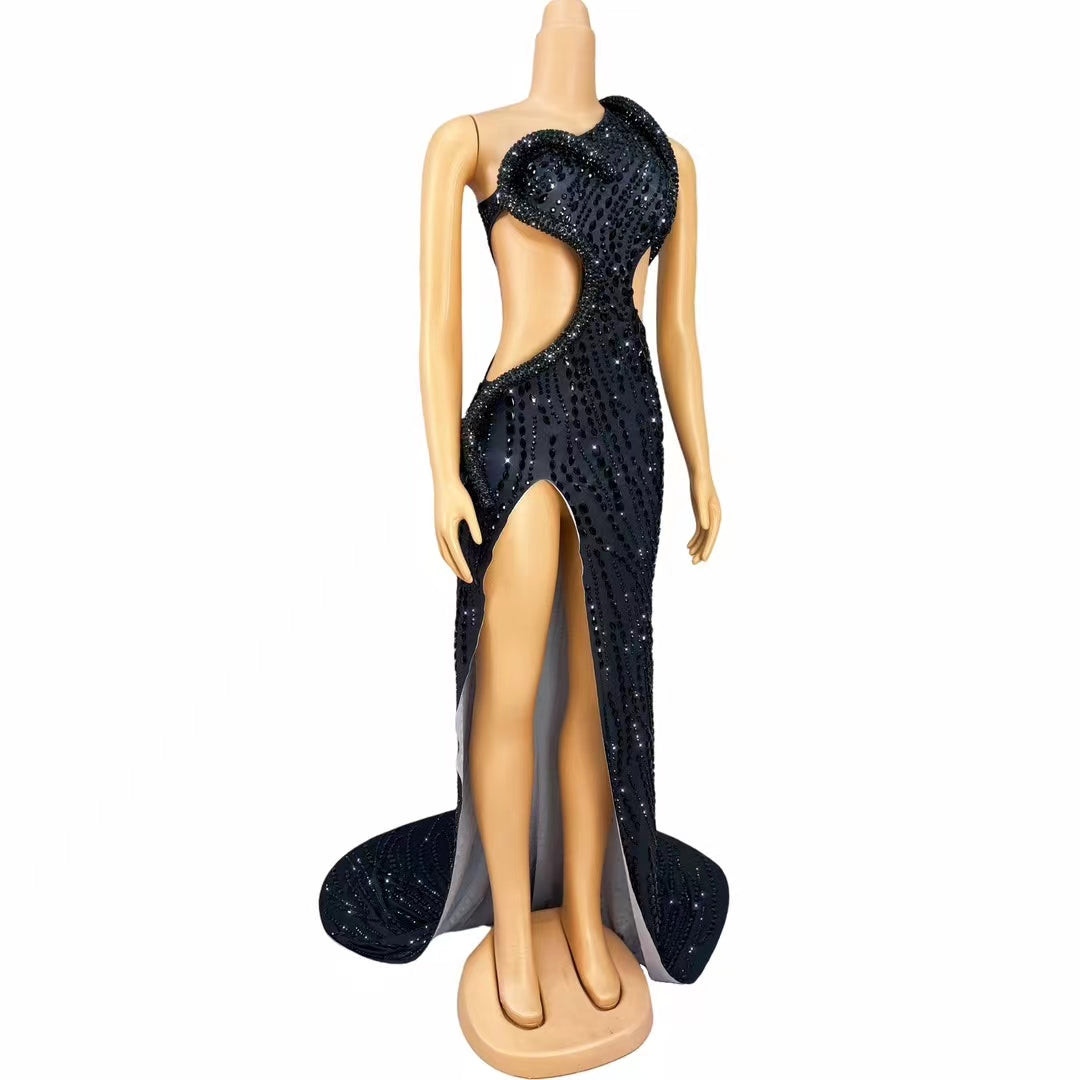 CELESINYI Siluo Crystal Black Snake Gown