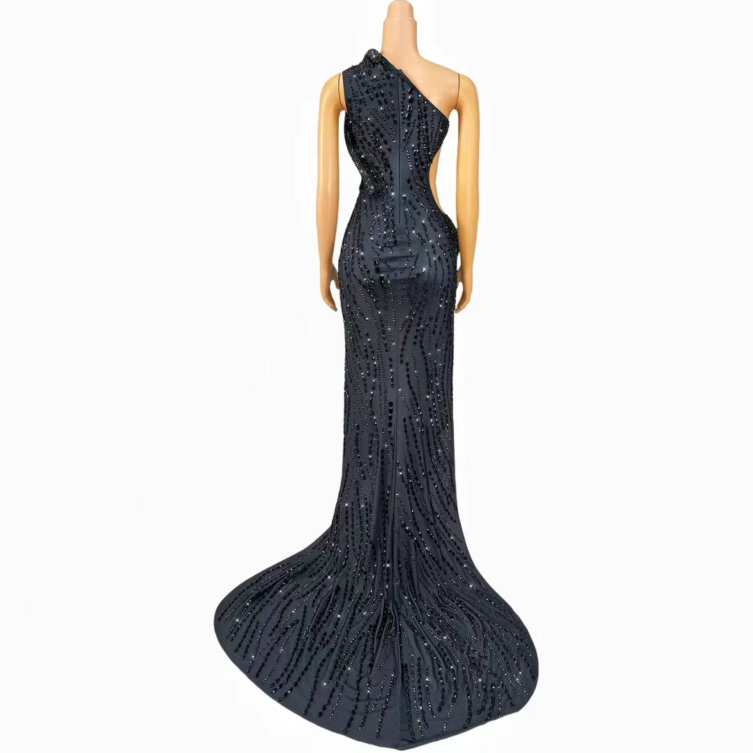 CELESINYI Siluo Crystal Black Snake Gown