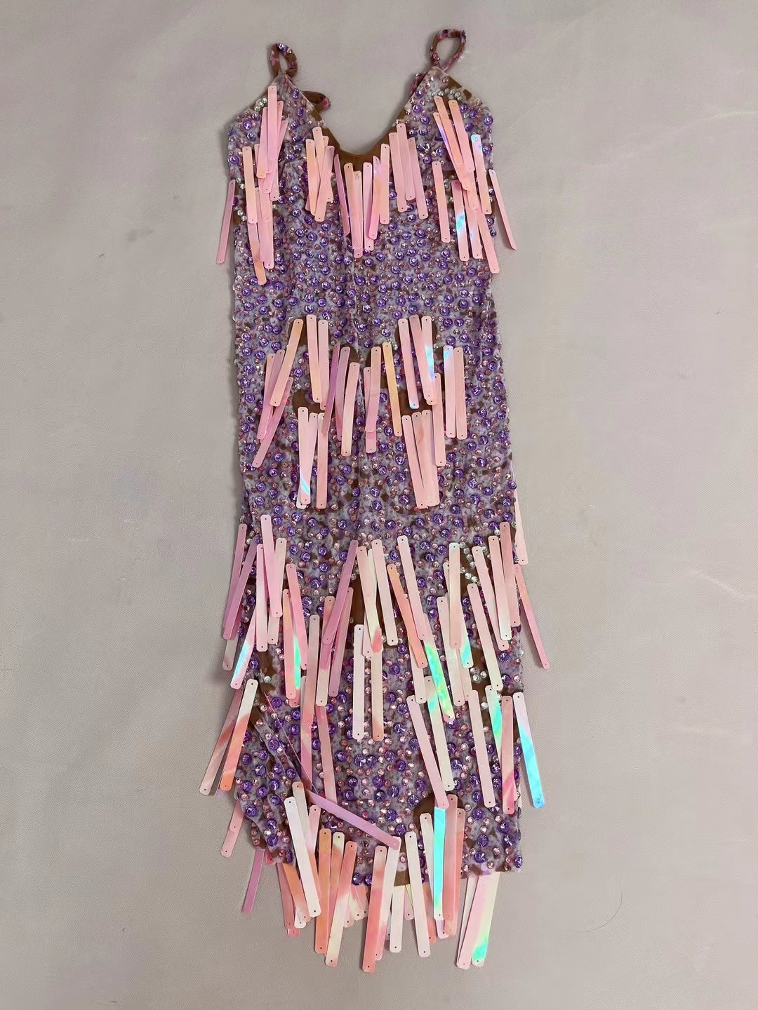 CELESINYI Hongchengungun Crystal Purple Mini Dress