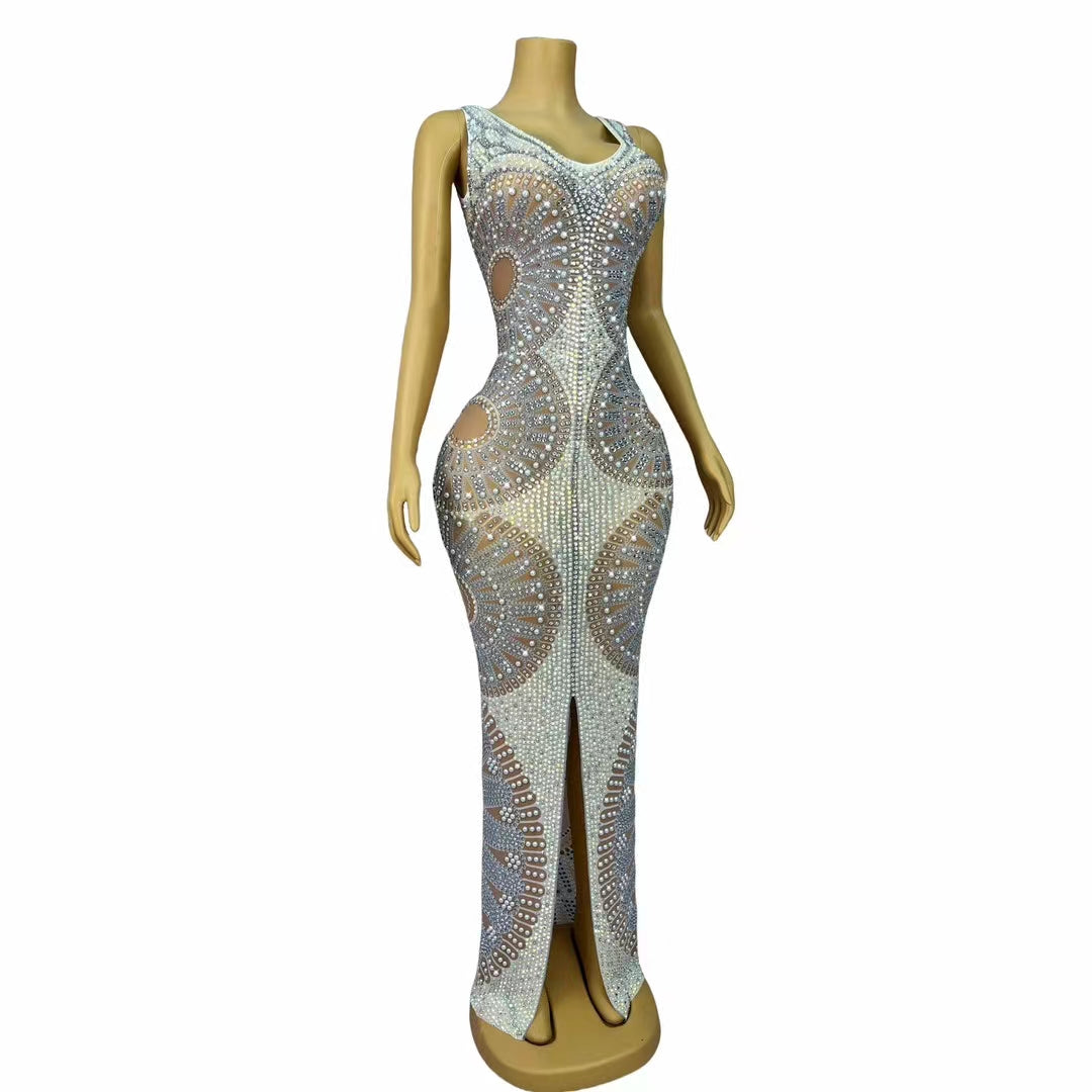 CELESINYI Chelunbing Crystal Pearl Bodysuit