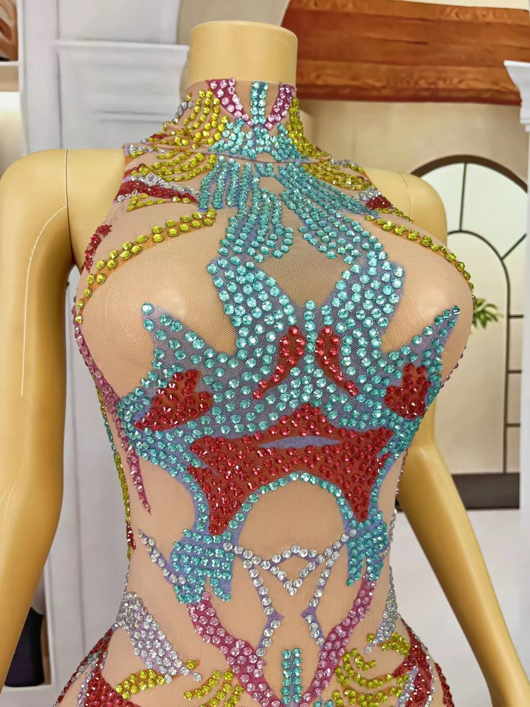 CELESINYI Caifeng Crystal Phoenix Bodysuit