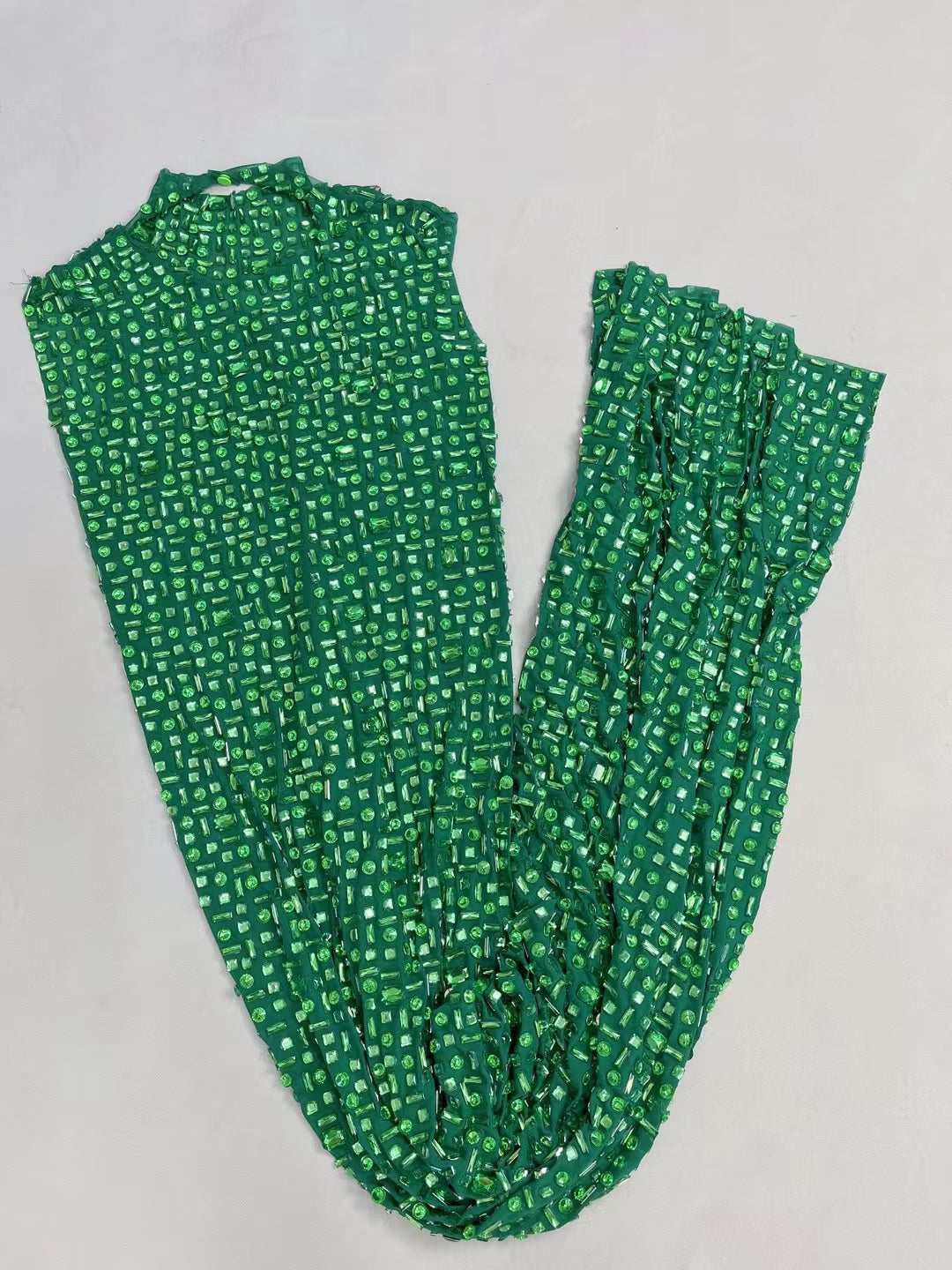 CELESINYI Lvbei Crystal Emerald Mermaid Gown