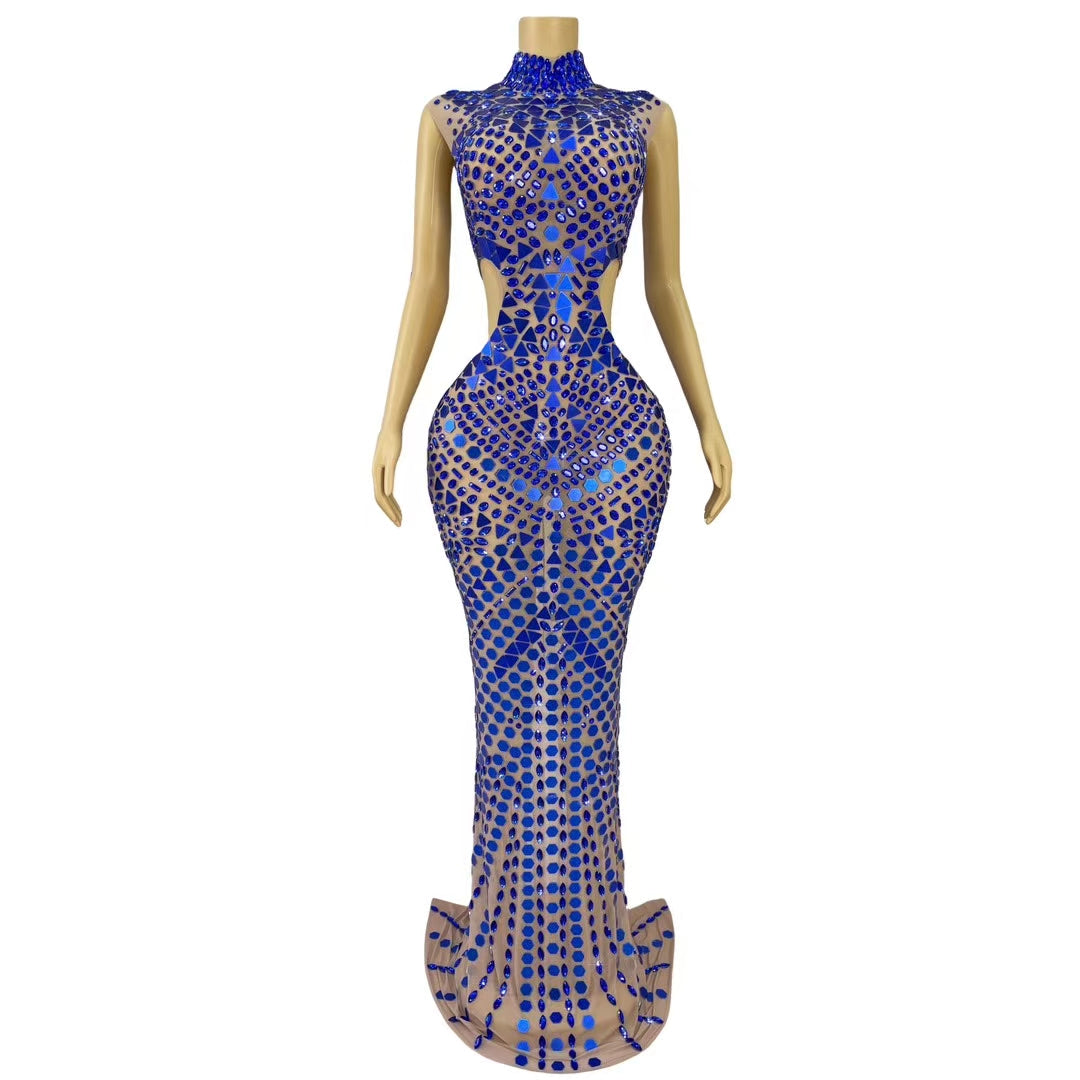 CELESINYI Loukongxing Crystal Blue Mosaic Bodysuit