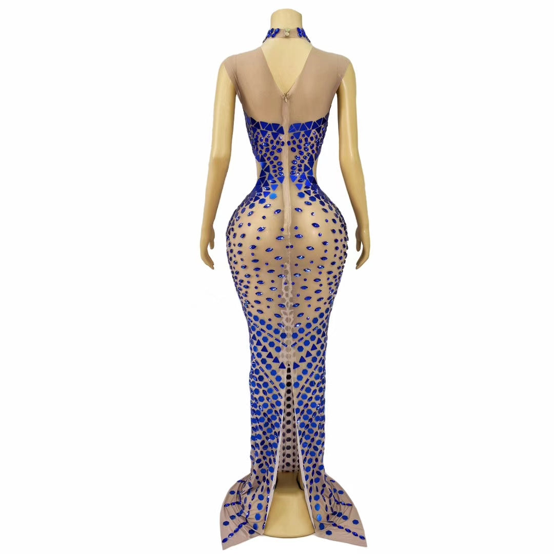 CELESINYI Loukongxing Crystal Blue Mosaic Bodysuit