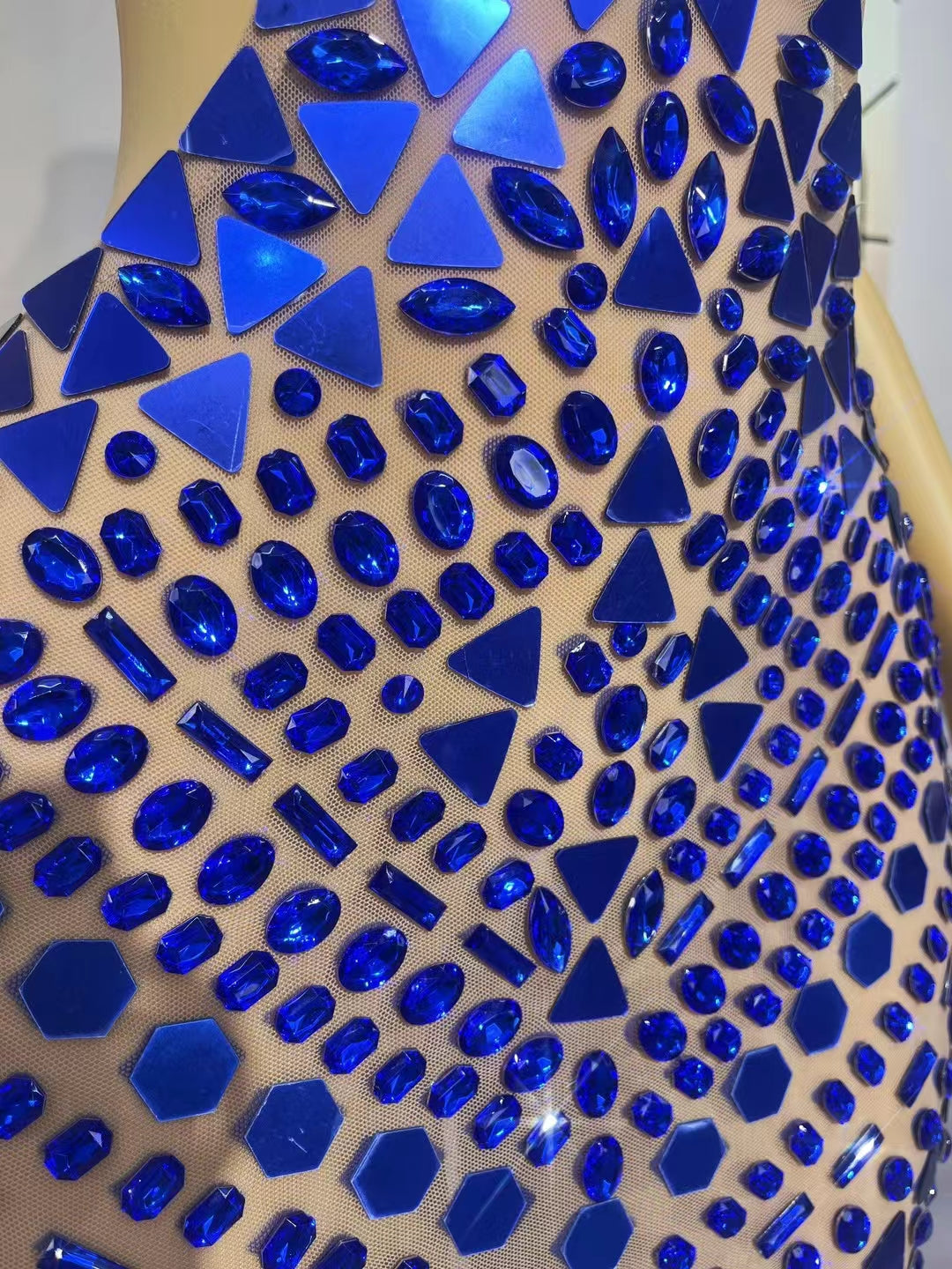 CELESINYI Loukongxing Crystal Blue Mosaic Bodysuit