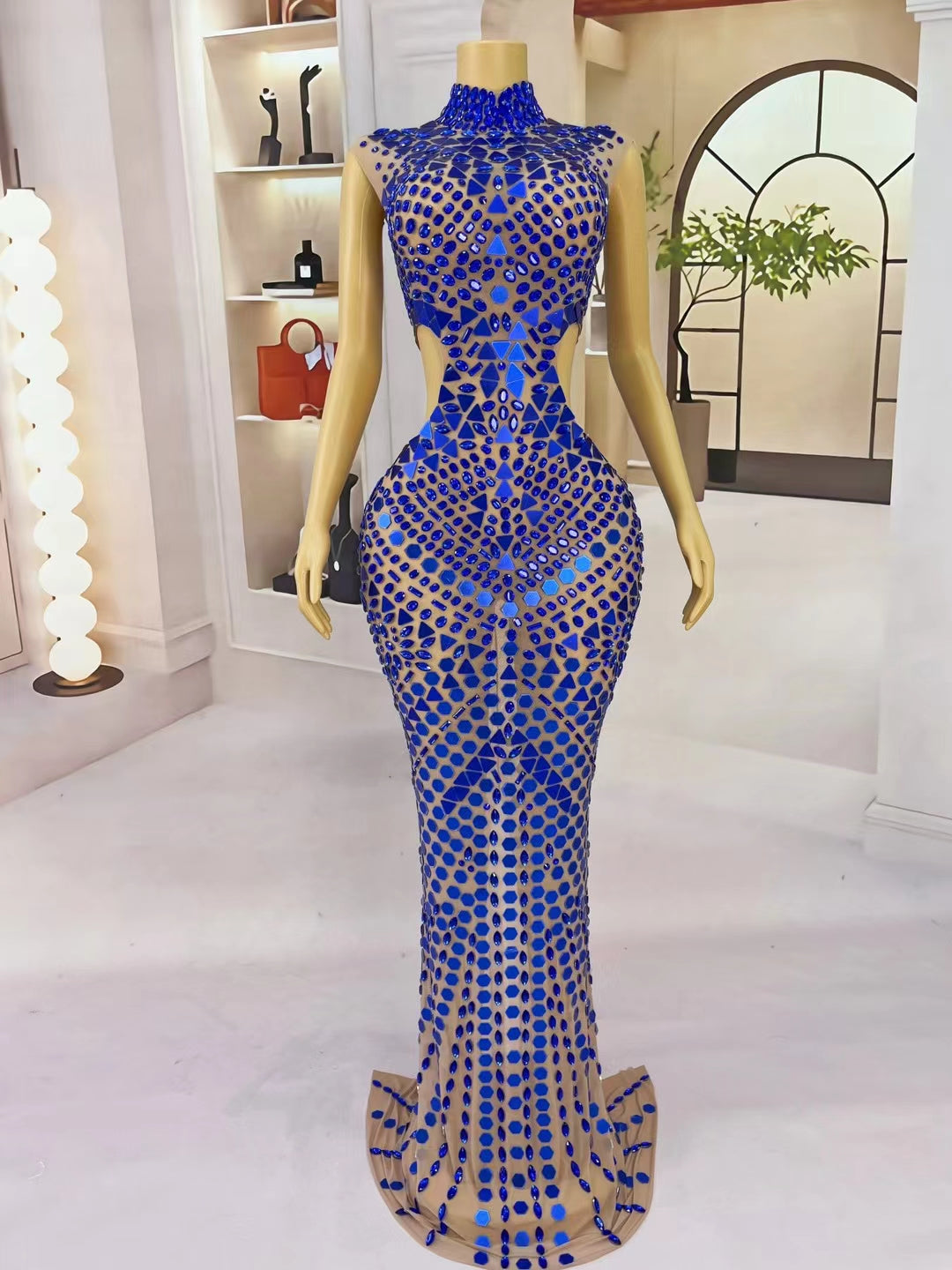 CELESINYI Loukongxing Crystal Blue Mosaic Bodysuit