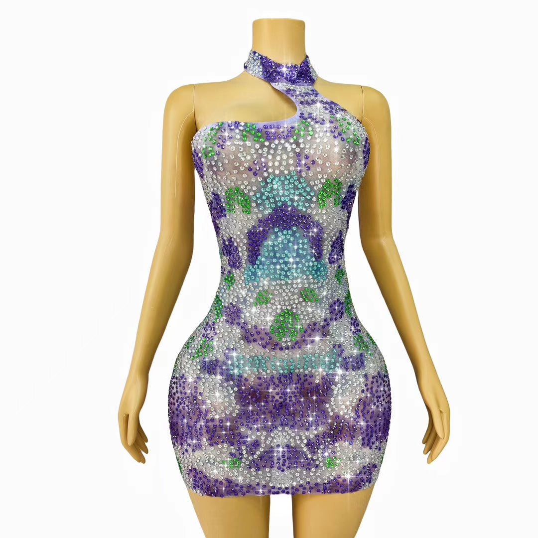 CELESINYI Zijinyu Crystal Lavender Wave Bodysuit