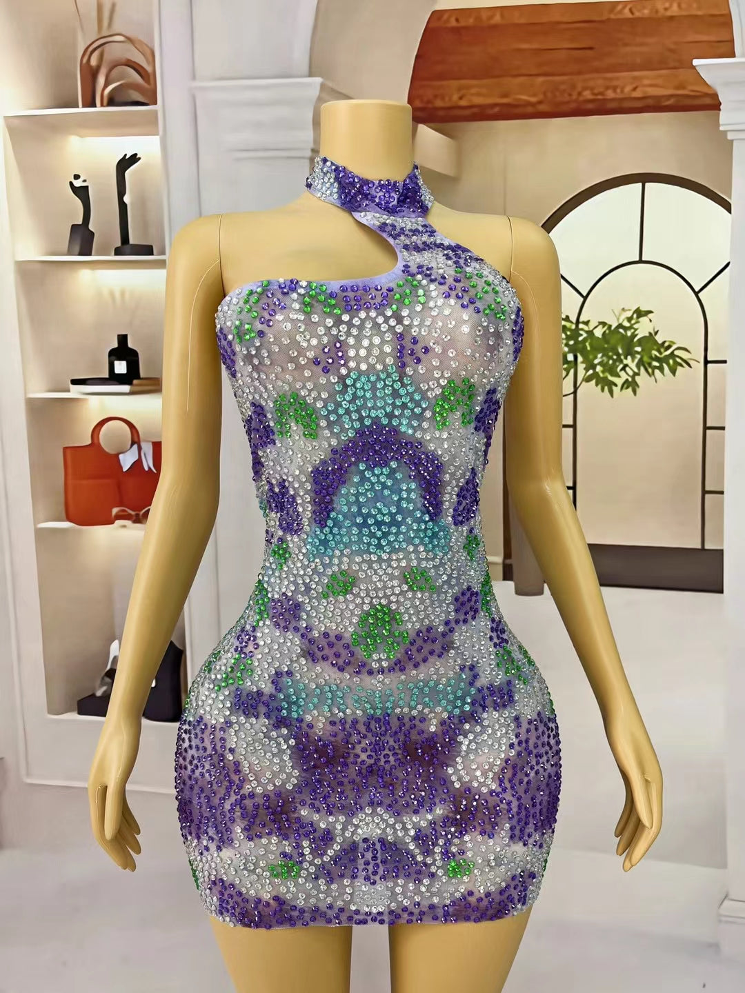 CELESINYI Zijinyu Crystal Lavender Wave Bodysuit