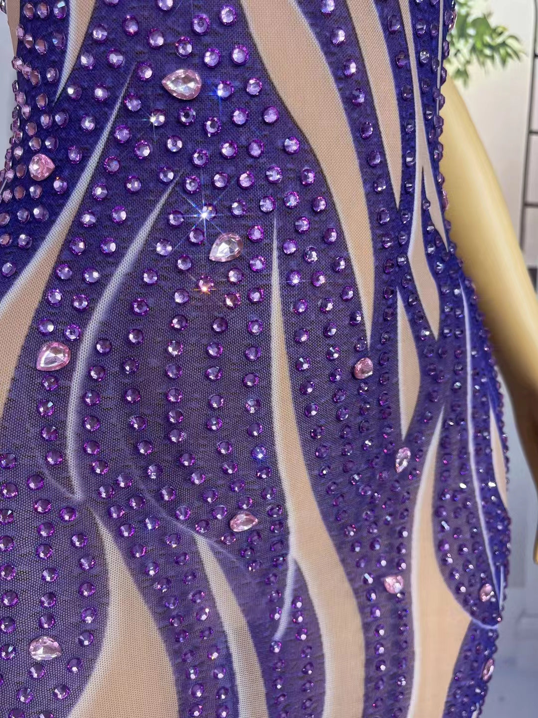 CELESINYI Zisuye Crystal Purple Leaf Gown