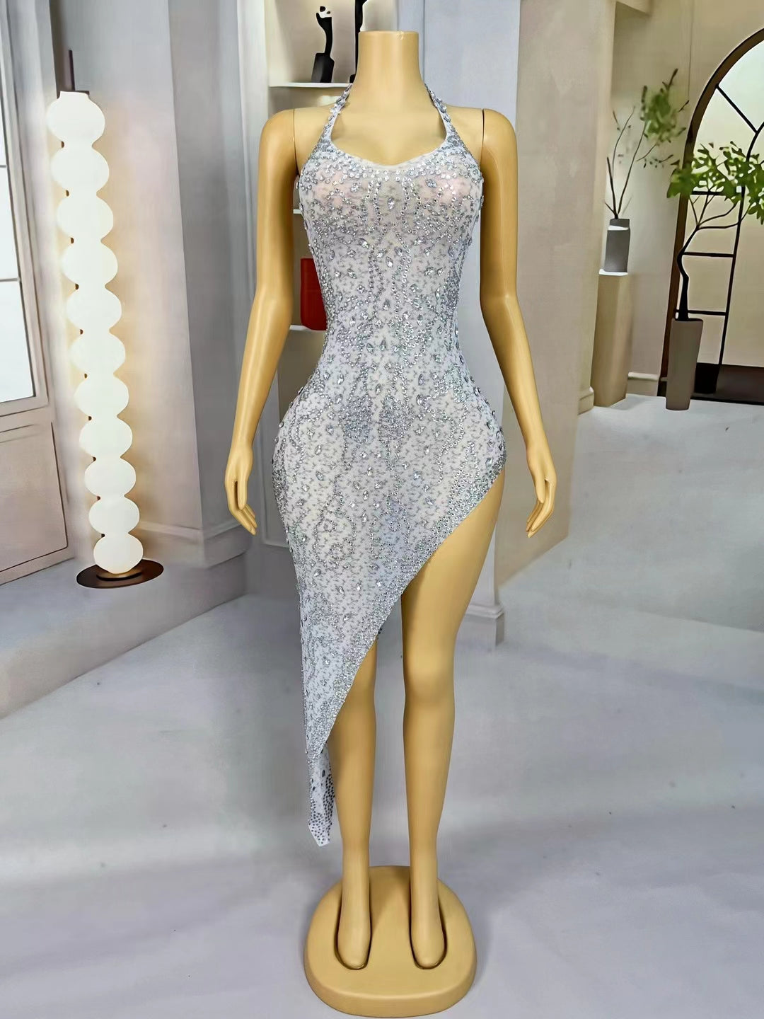 CELESINYI Xingyue Crystal Moon Mini Dress