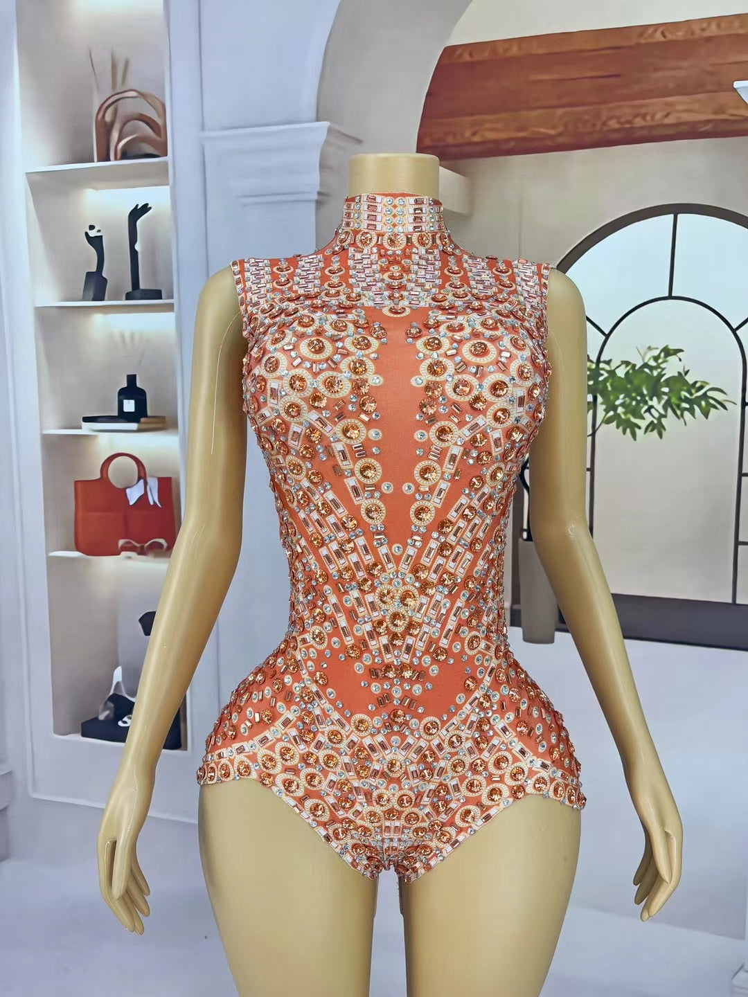 CELESINYI Xiaojuzi Crystal Orange Mandala Gown