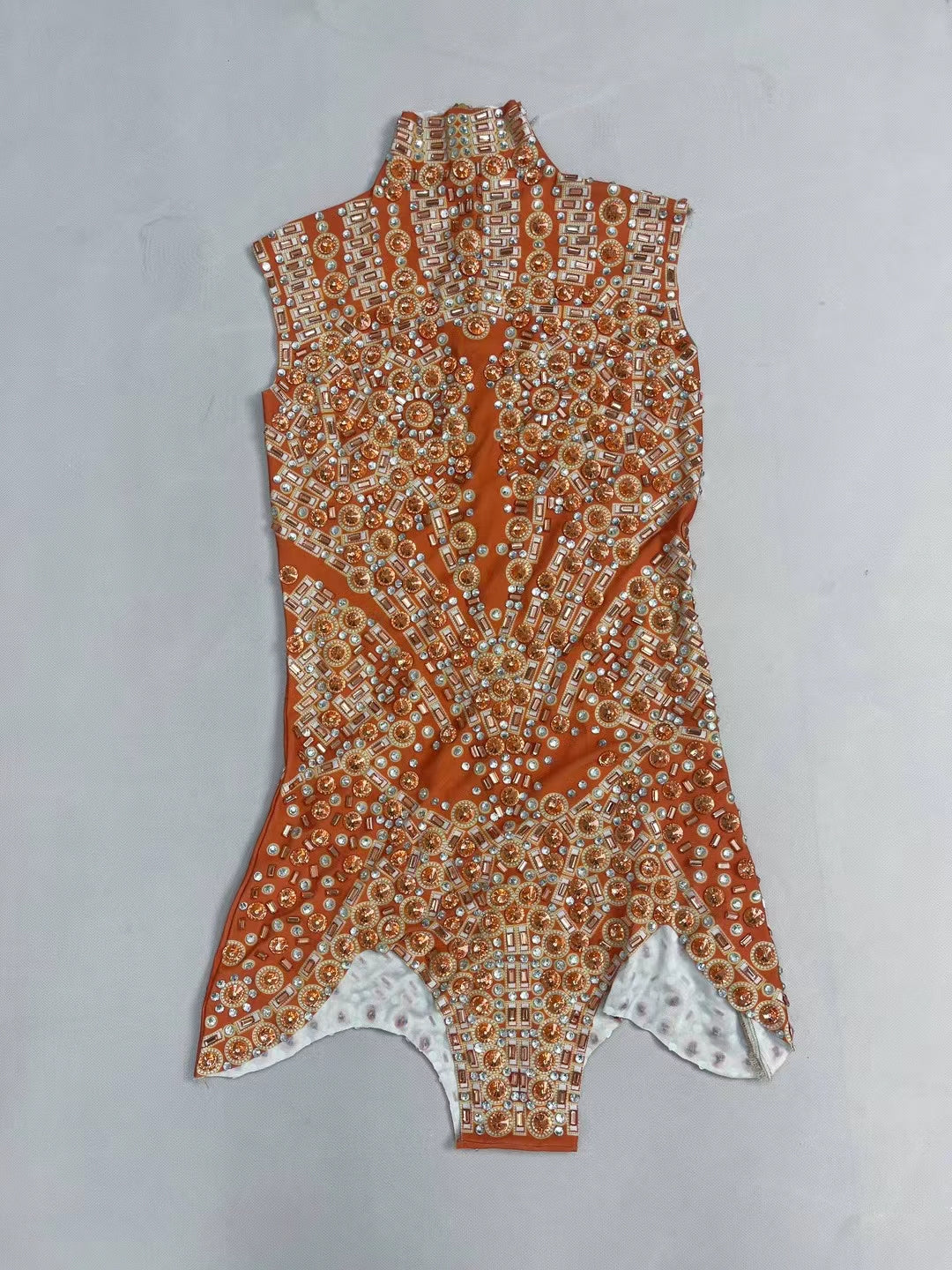 CELESINYI Xiaojuzi Crystal Orange Mandala Gown