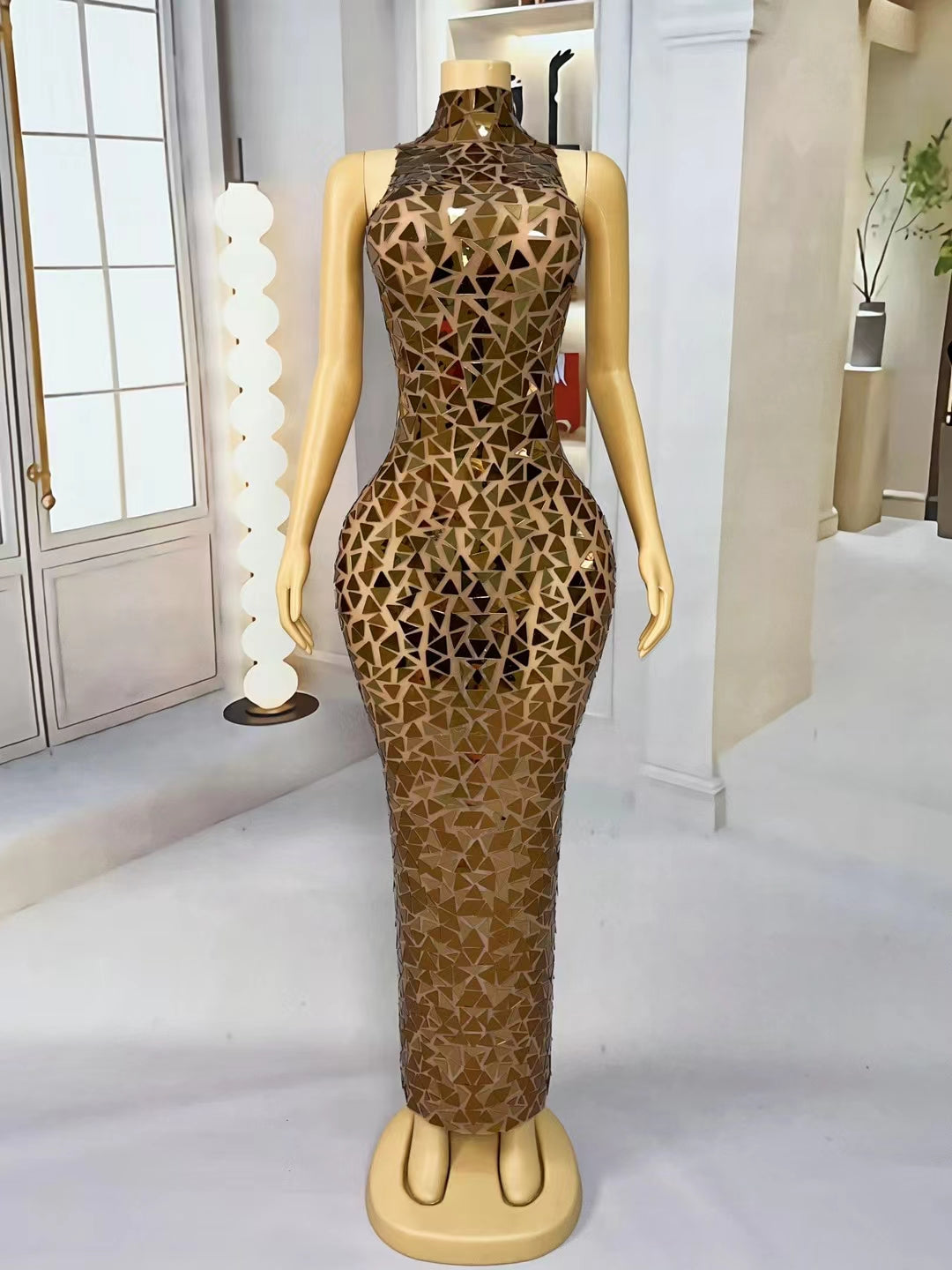 CELESINYI Qingtongjia Crystal Mirror Scale Gown