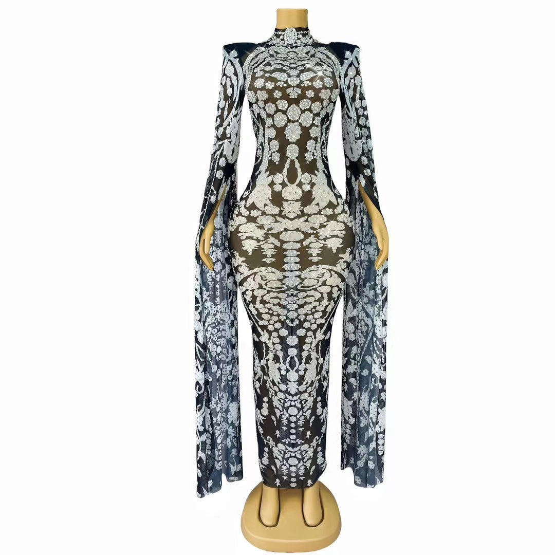 CELESINYI Dalaba Crystal Trumpet Flower Bodysuit