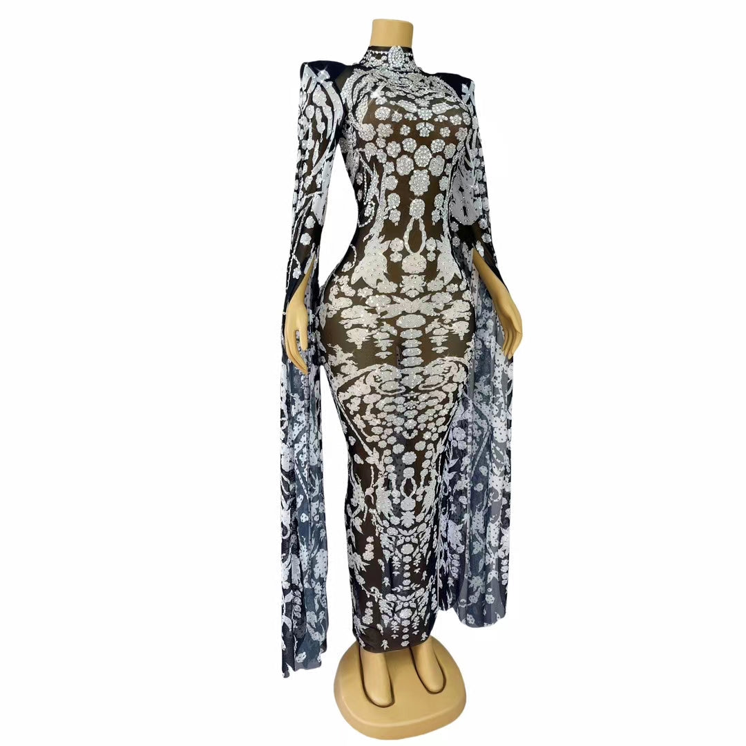 CELESINYI Dalaba Crystal Trumpet Flower Bodysuit