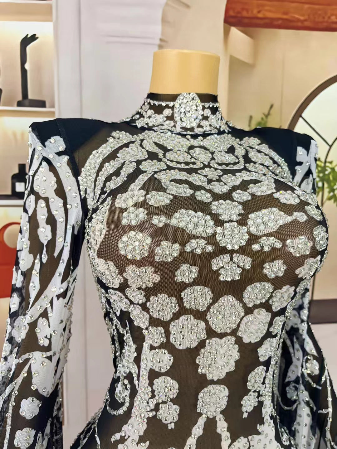 CELESINYI Dalaba Crystal Trumpet Flower Bodysuit