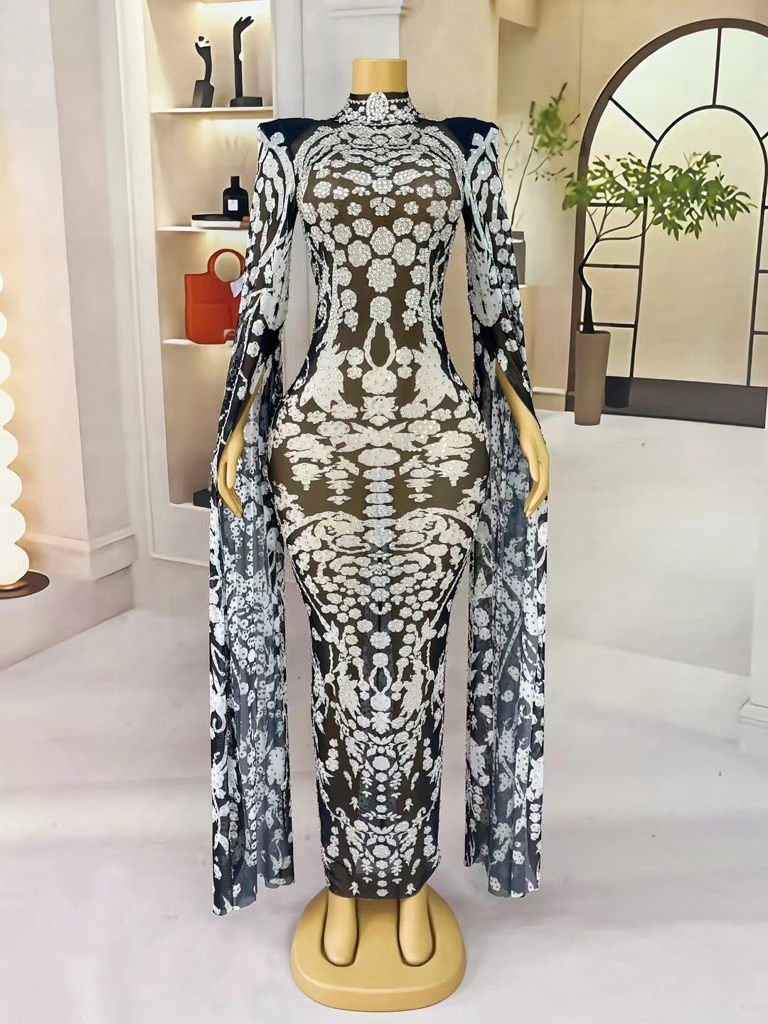 CELESINYI Dalaba Crystal Trumpet Flower Bodysuit
