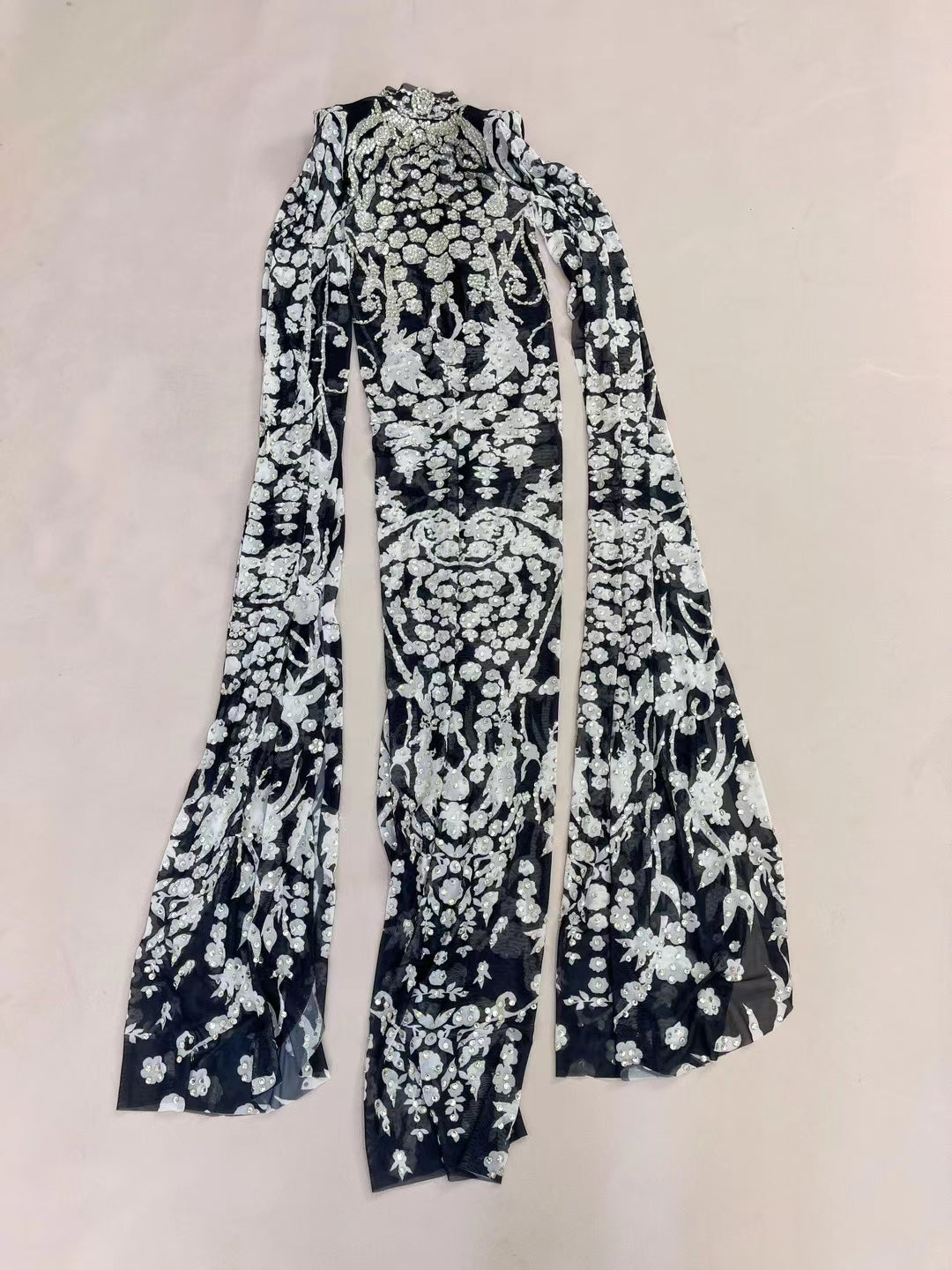 CELESINYI Dalaba Crystal Trumpet Flower Bodysuit