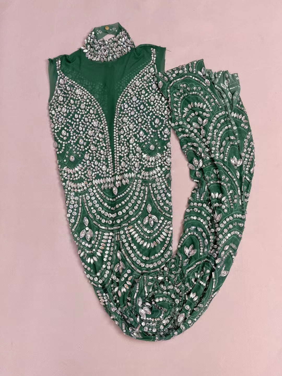CELESINYI Sanye Crystal Art Deco Mermaid Gown