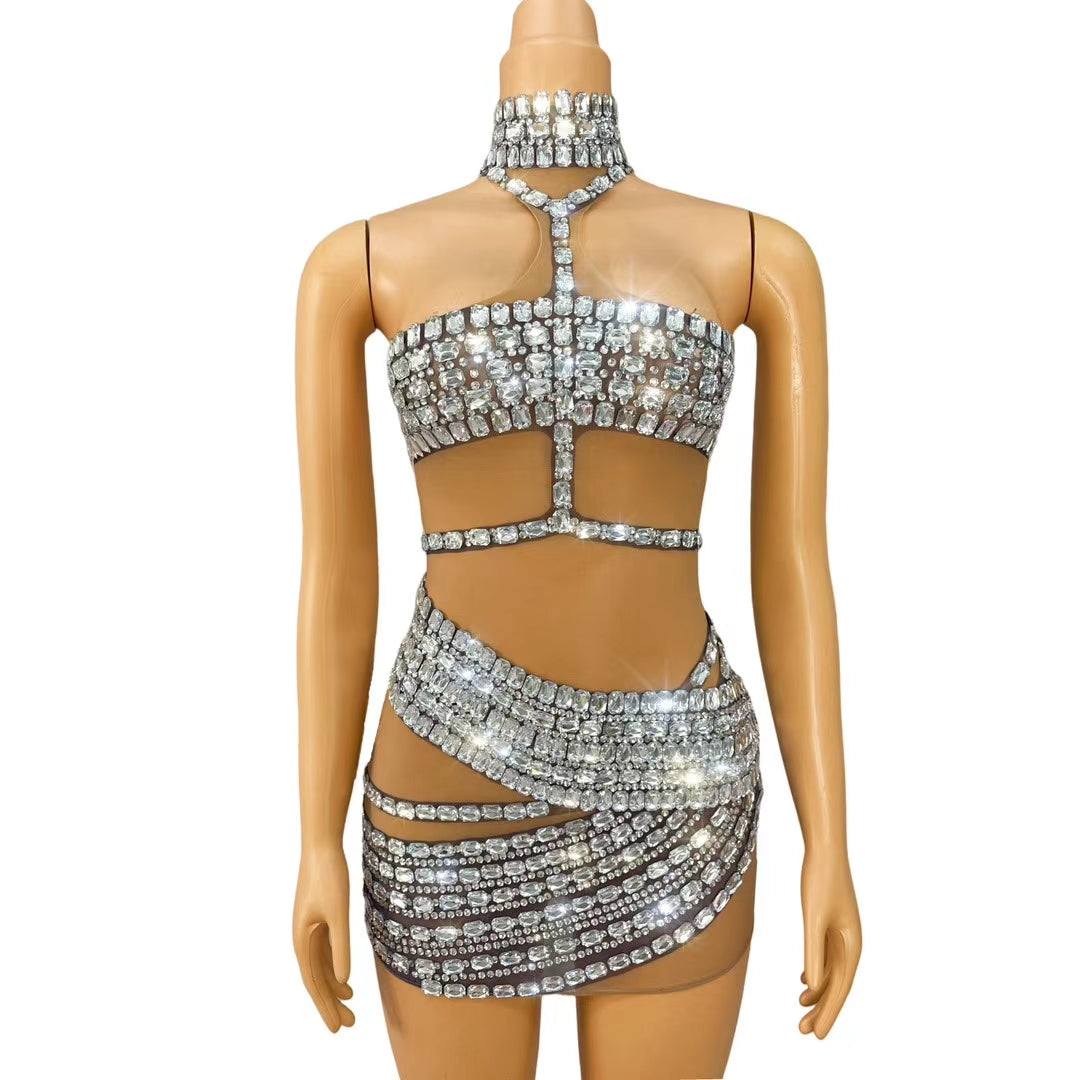CELESINYI Tielian Crystal Chain Two Piece Set