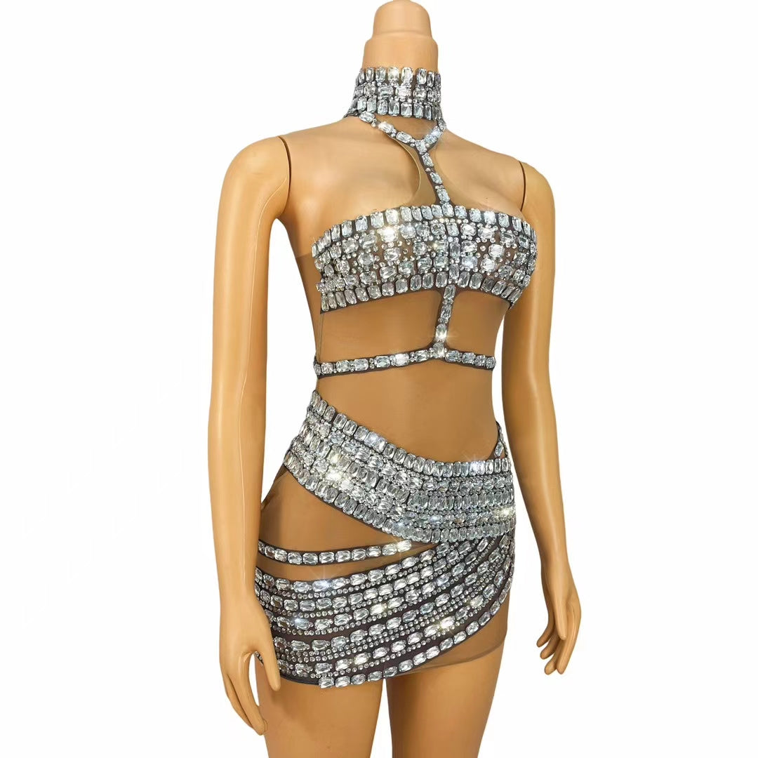 CELESINYI Tielian Crystal Chain Two Piece Set